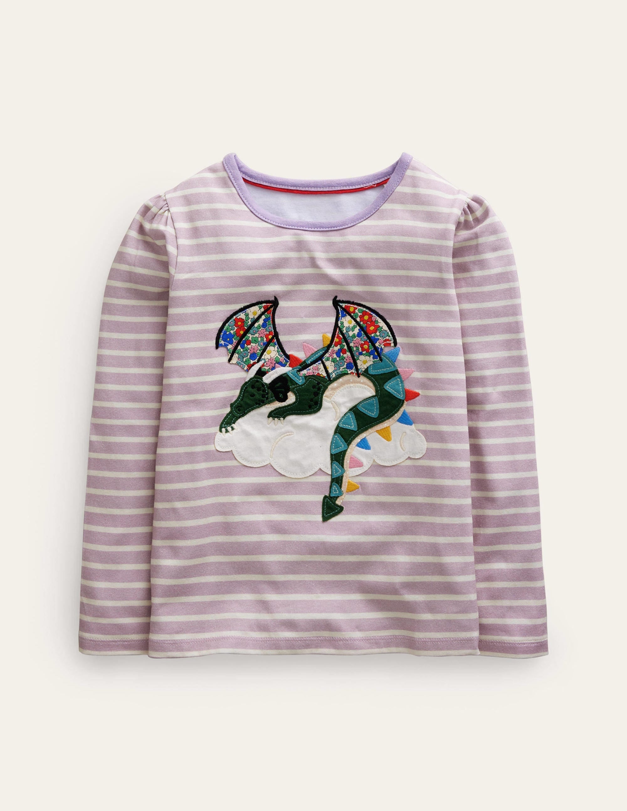 Appliqué Puff-Sleeve Top-Multi Floral Dragon - Image 1