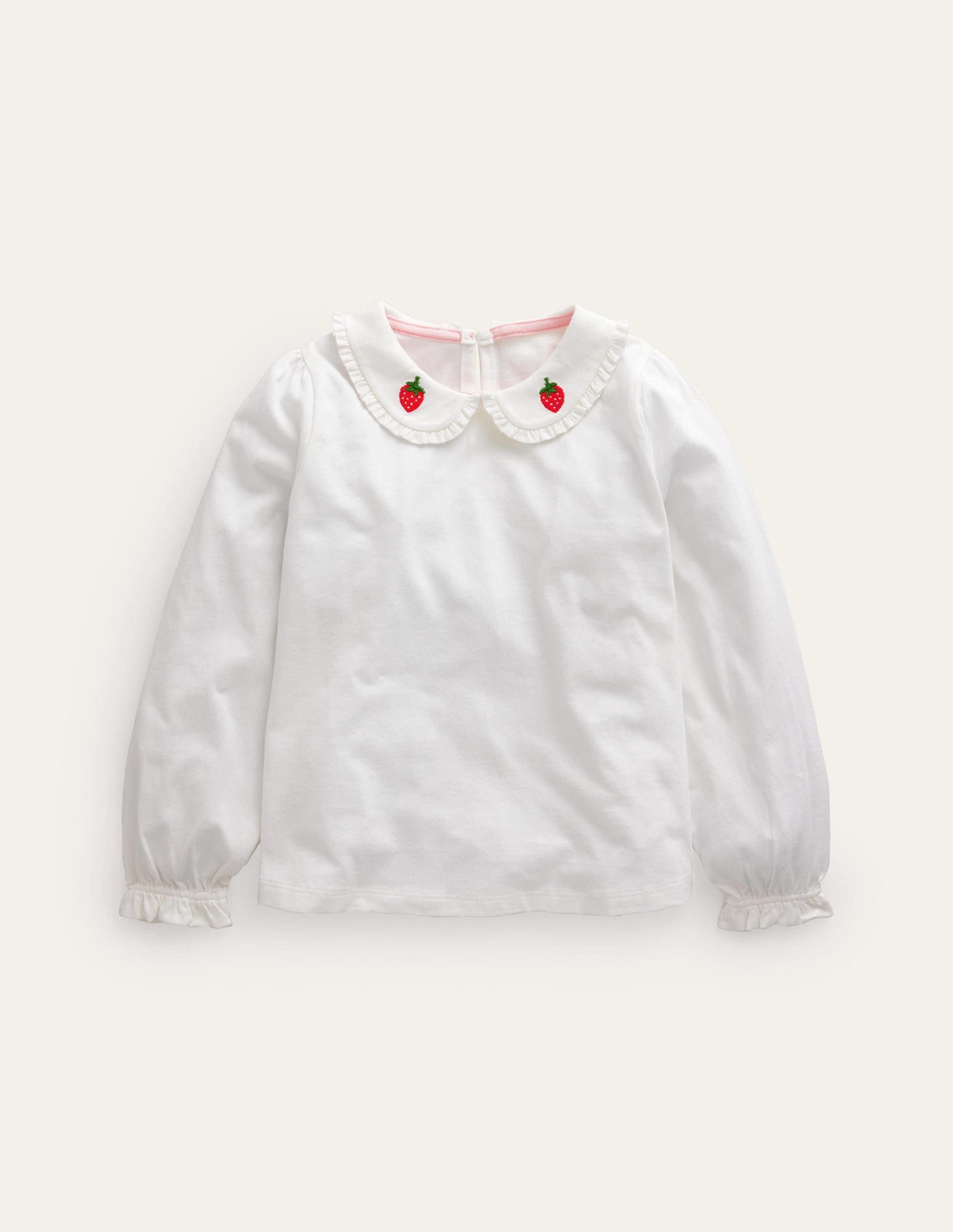Collared Jersey Top-Ivory Strawberry-1