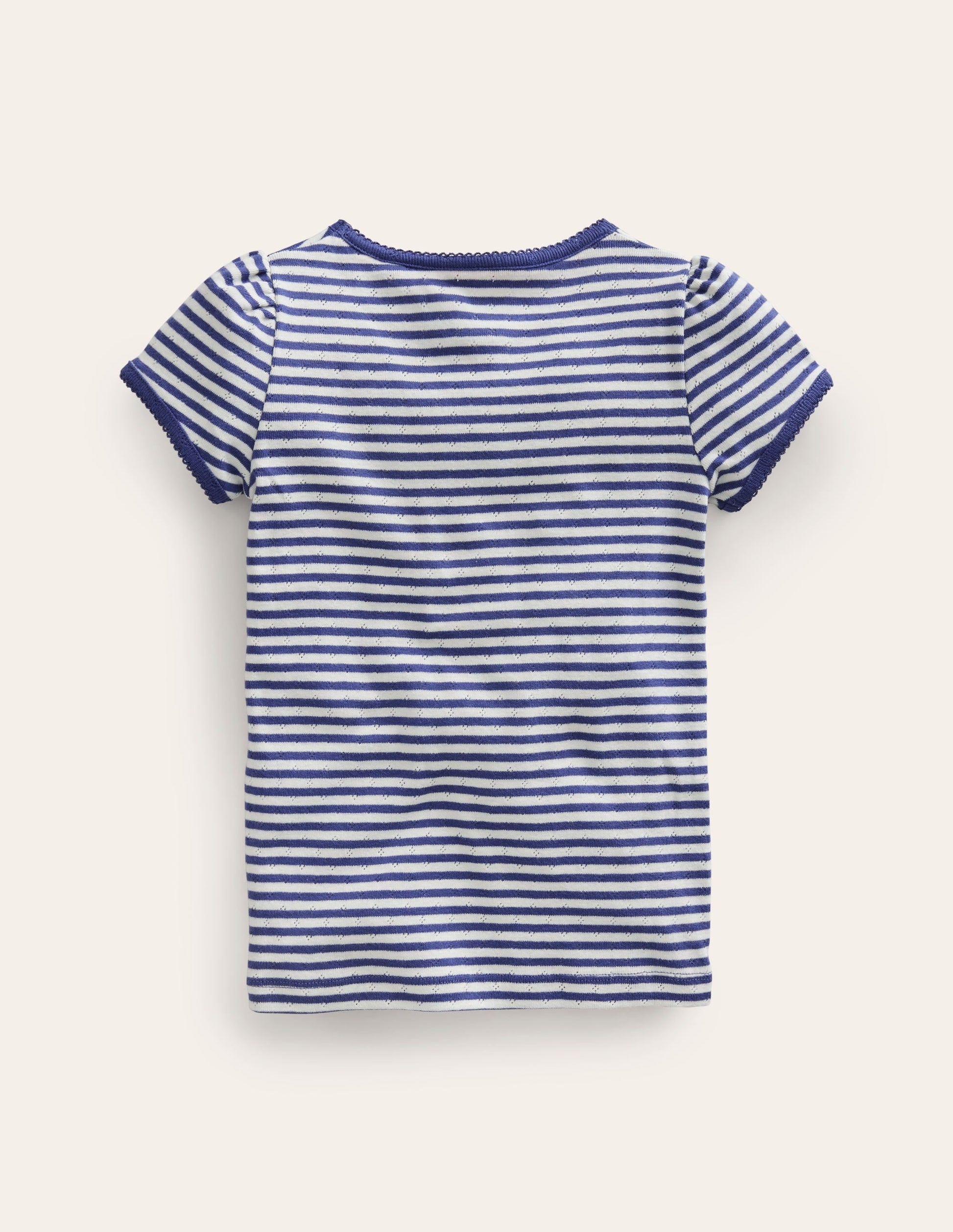 Short-sleeved Pointelle Top-Ivory/Starboard Stripe-2