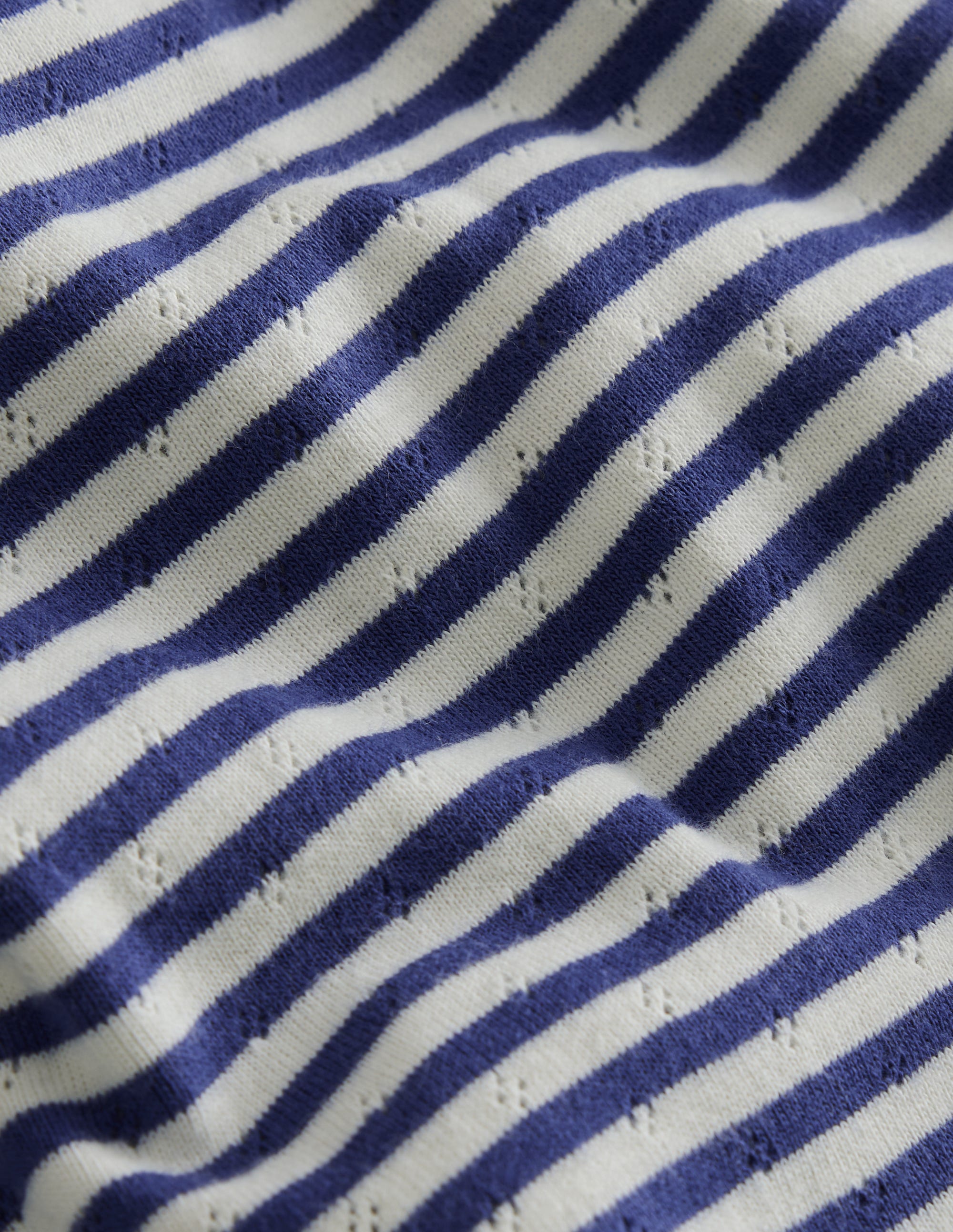 Short-sleeved Pointelle Top-Ivory/Starboard Stripe - Image 3