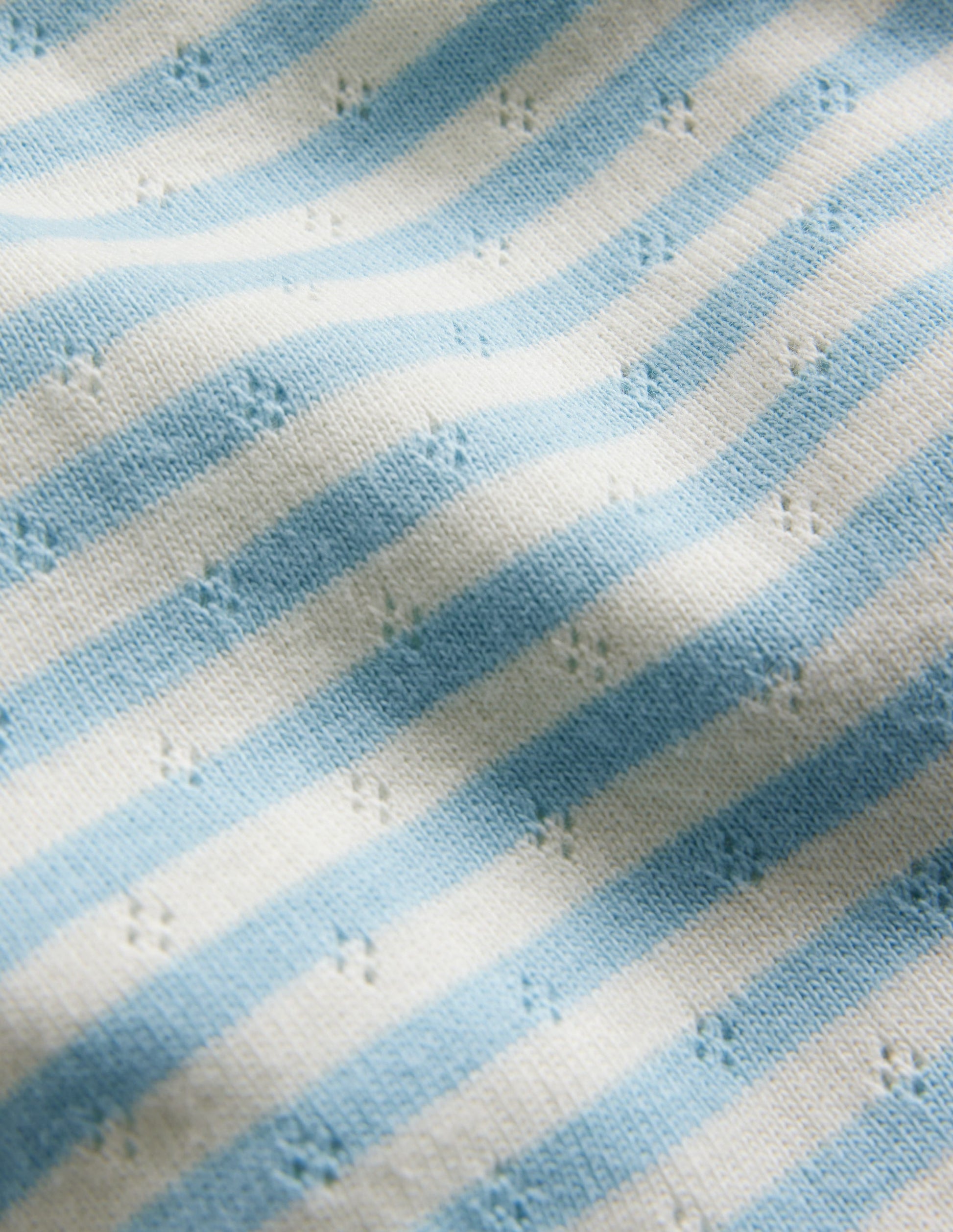 Short-sleeved Pointelle Top-Light Celeste Blue/Ivory-3