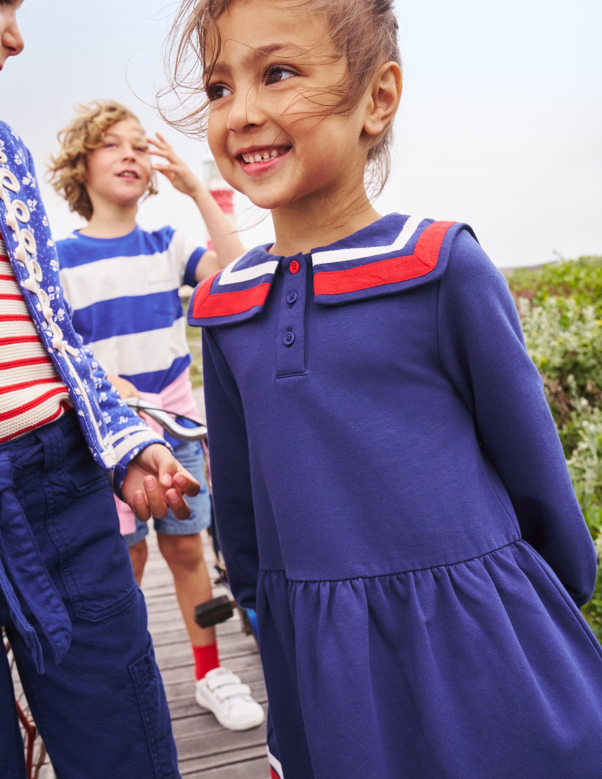 Sailor Sweatshirt Dress-College Navy-4