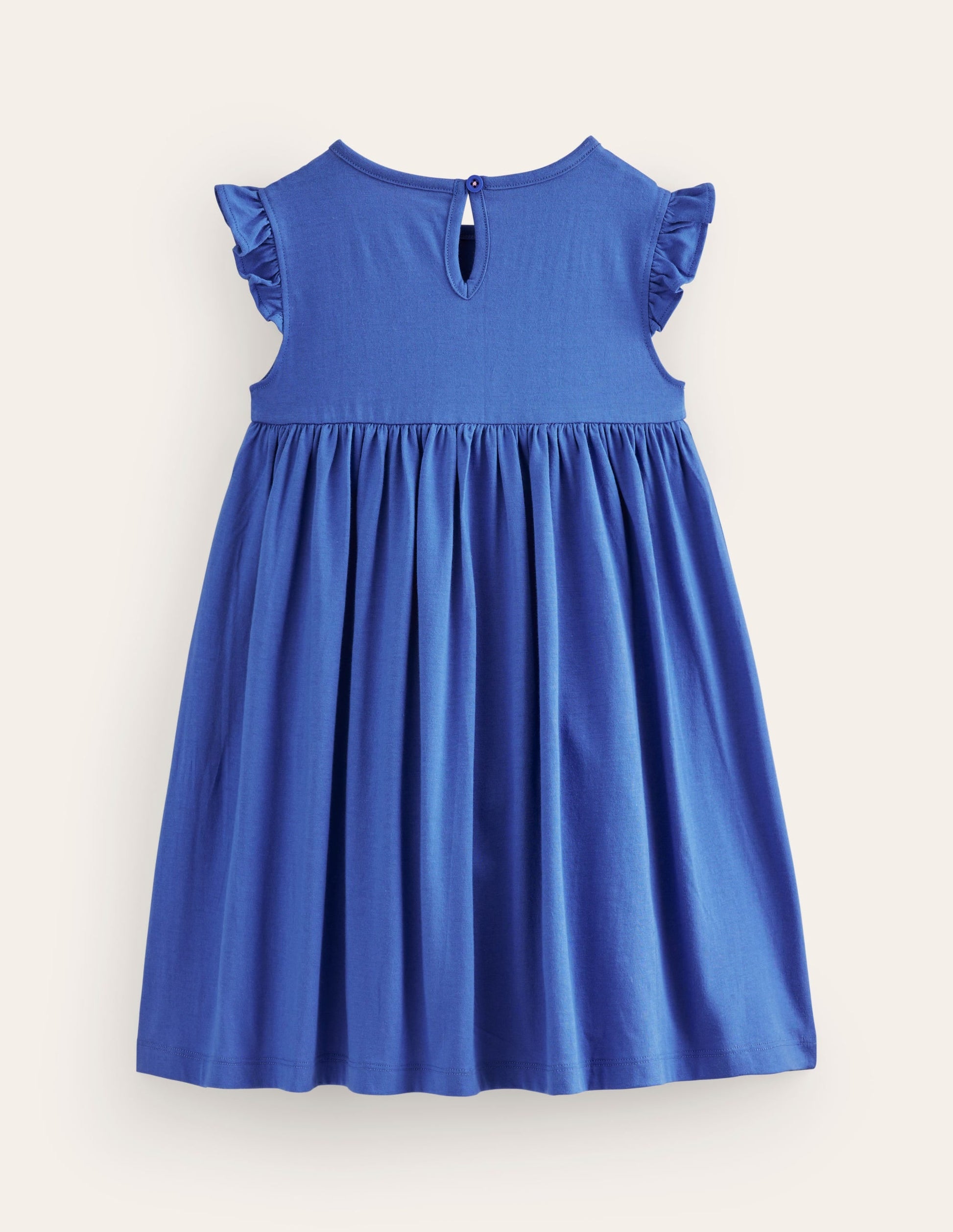 Frill Sleeve Appliqué Dress-BlueJay Cats-2