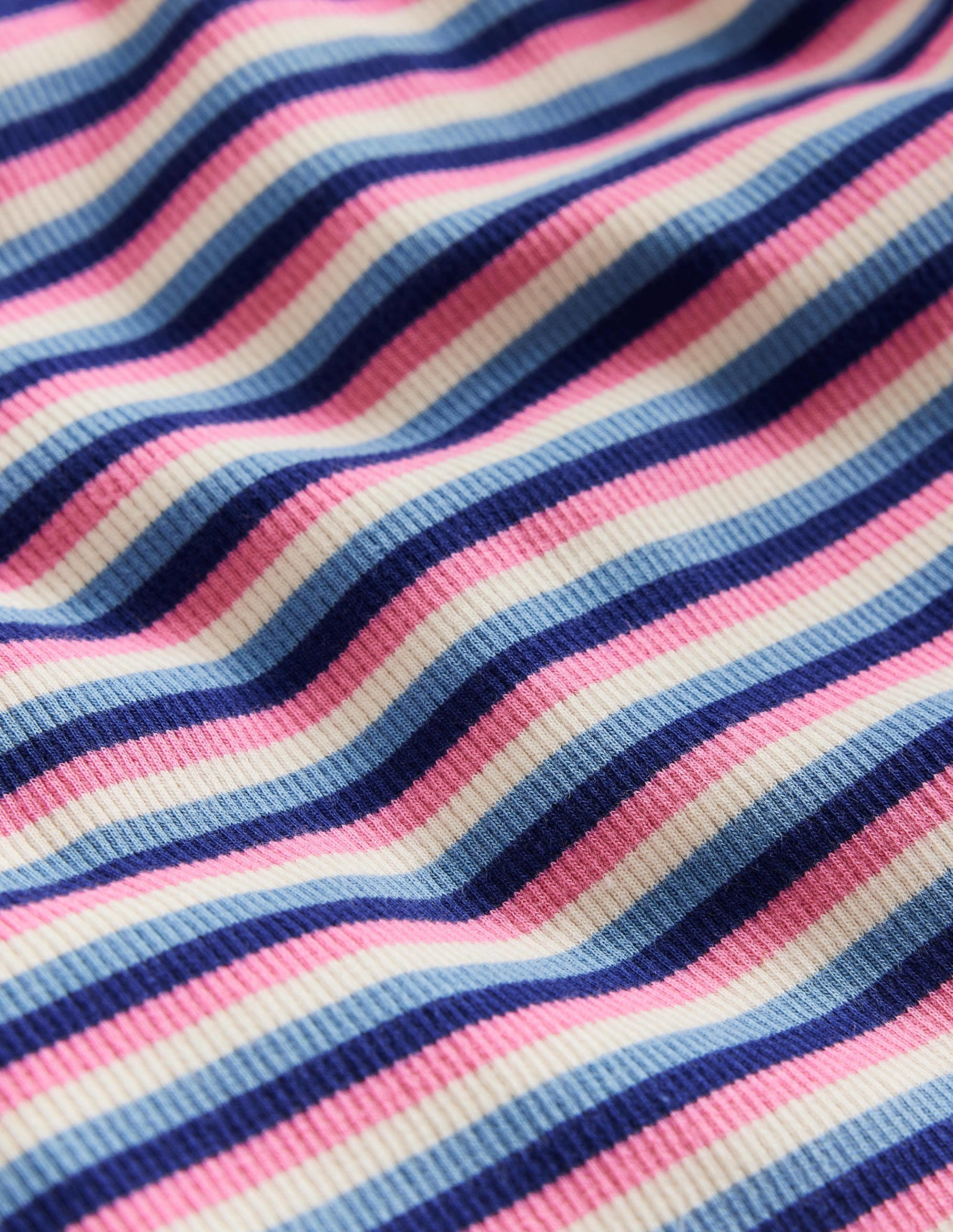 Ribbed Stripe T-Shirt-Blue/Pink - Image 3