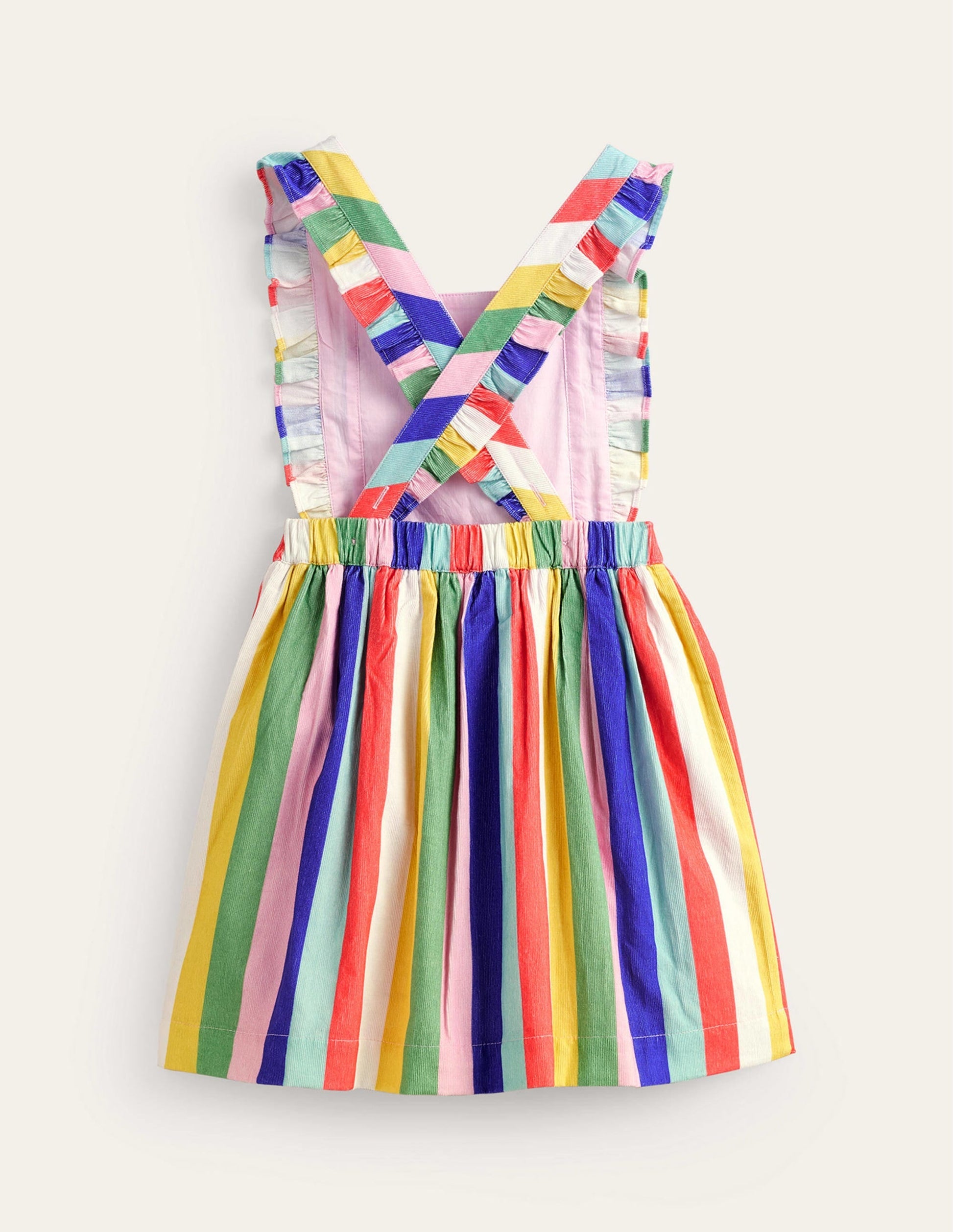 Cord Pinafore Dress-Jam Red / Georgian Blue Stripe-2