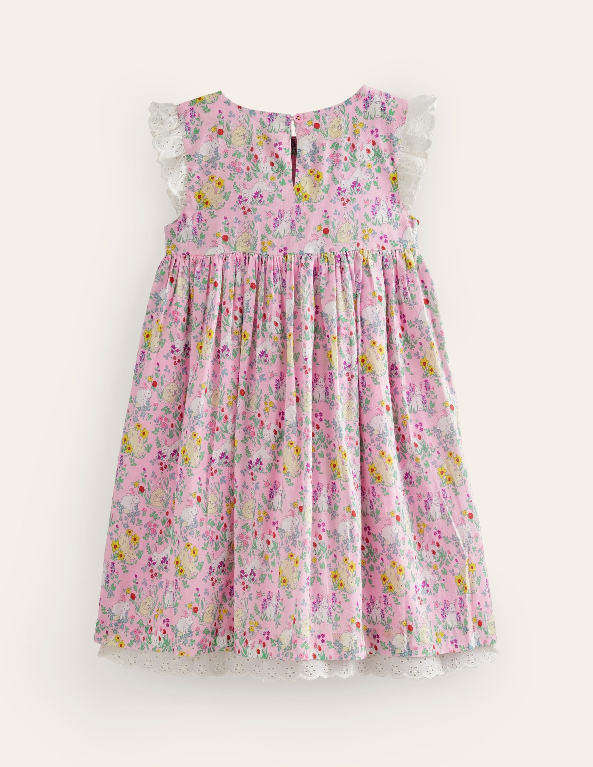 Smocked Lace Trim Dress-Sweet Pea Bunny Meadow-2