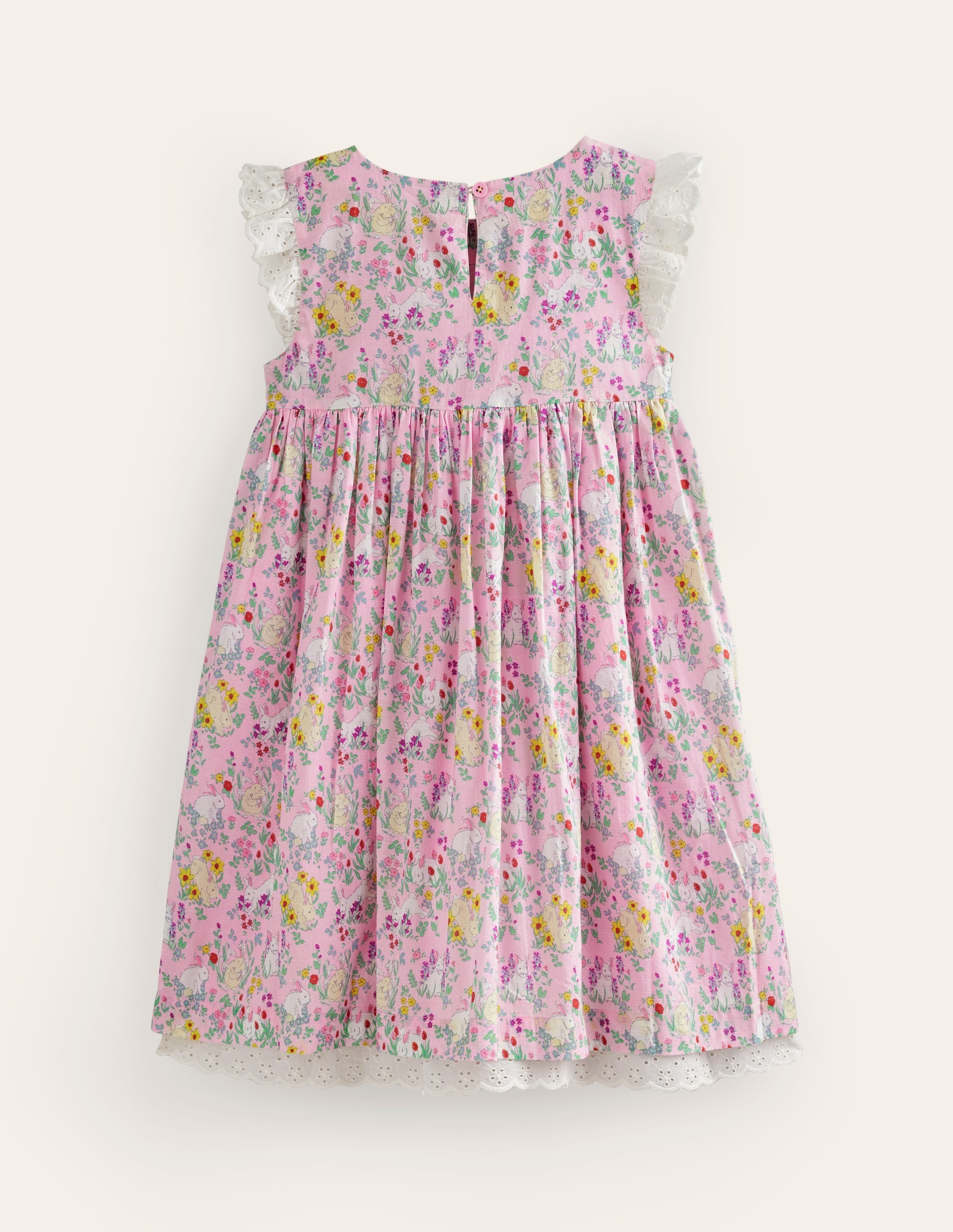 Smocked Lace Trim Dress-Sweet Pea Bunny Meadow - Image 2