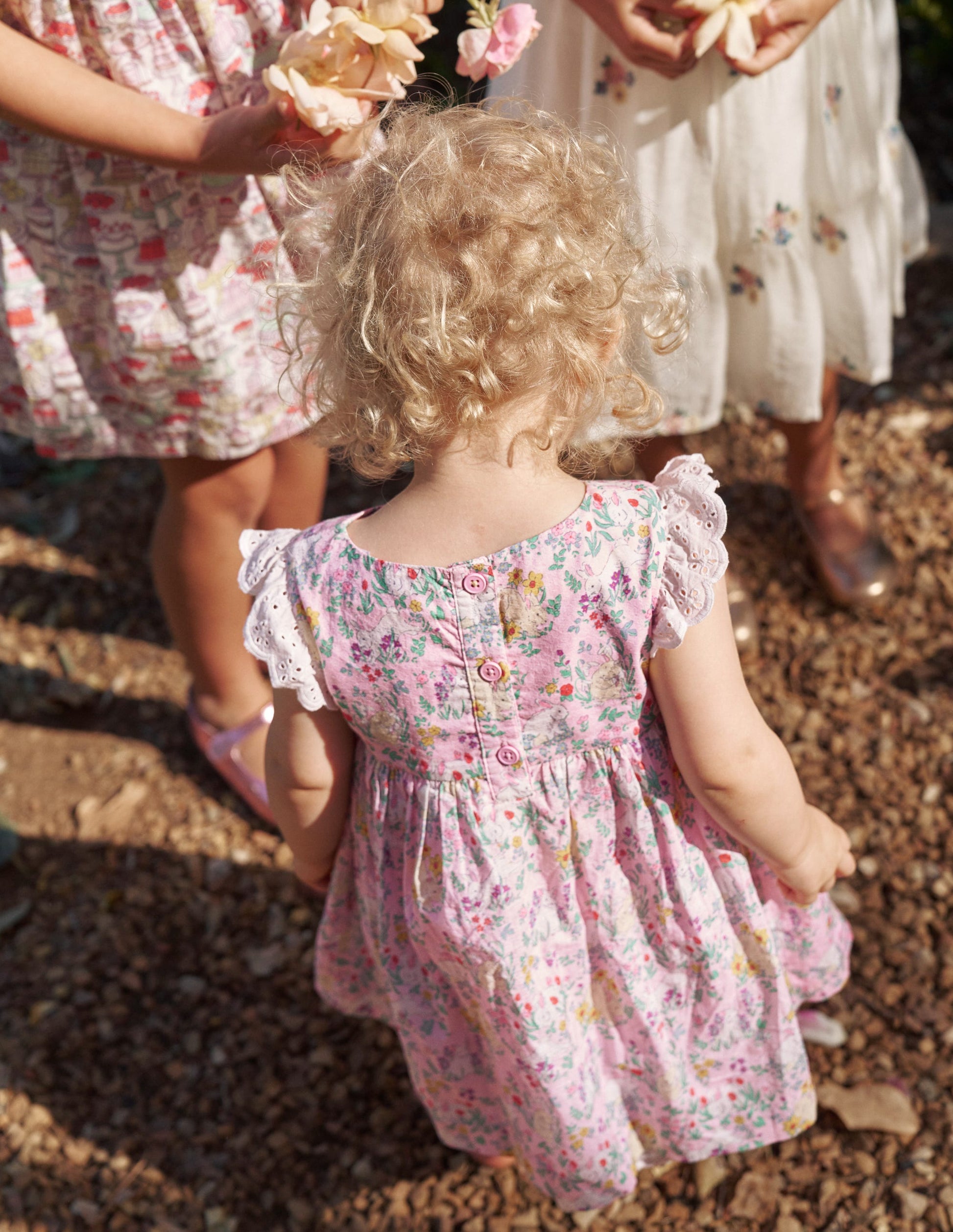 Smocked Lace Trim Dress-Sweet Pea Bunny Meadow-5
