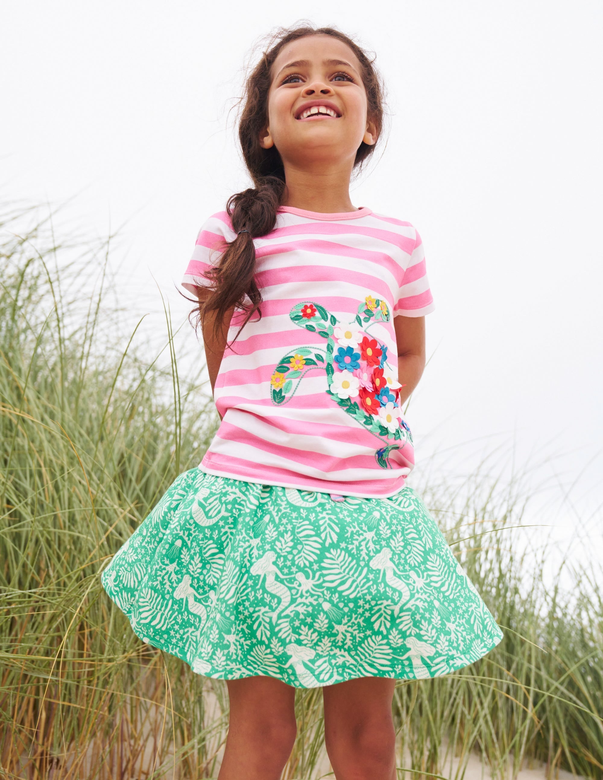 Short Sleeve Appliqué T-shirt-Pink/Ivory Lynx - Image 5