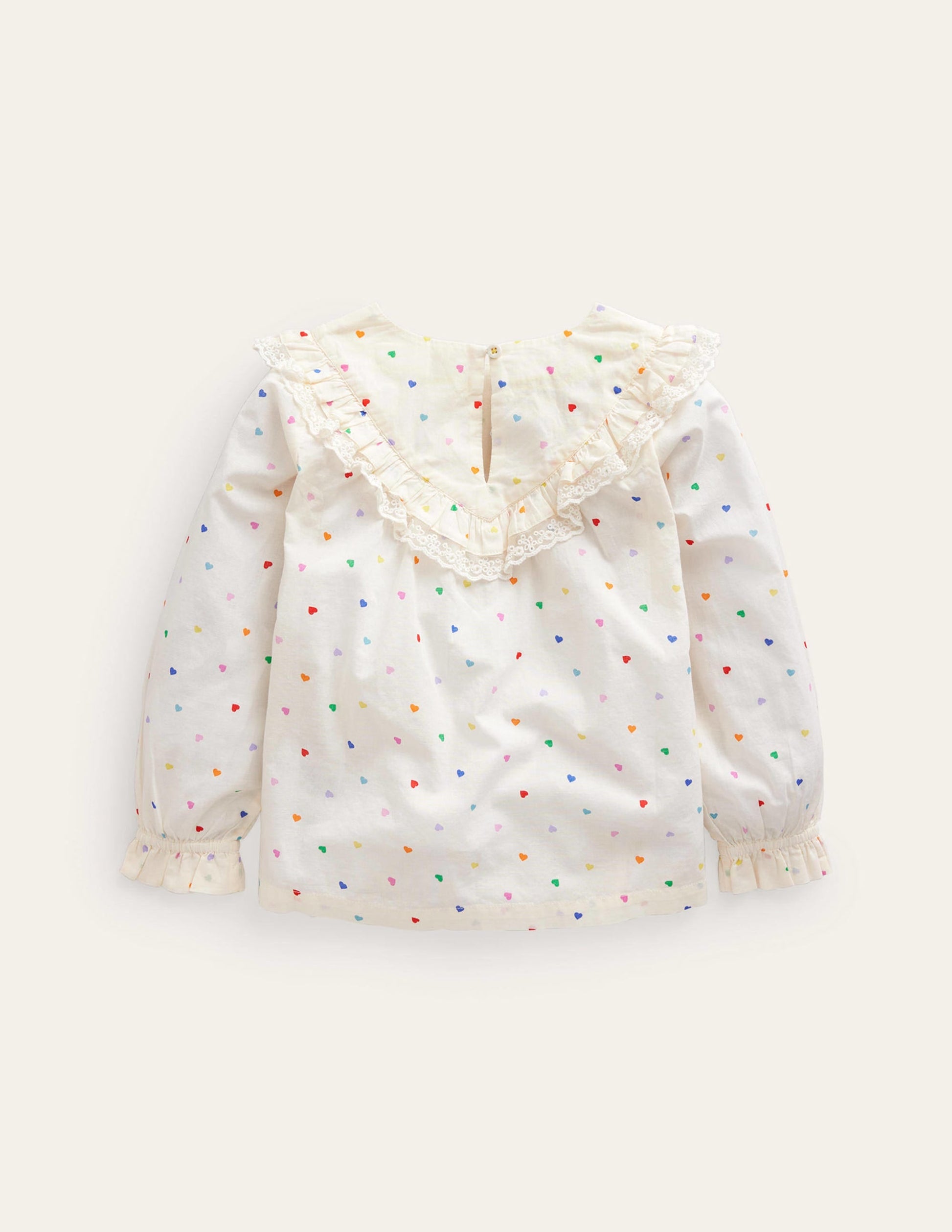 Lace Yoke Woven Top-Multi Confetti Hearts-2