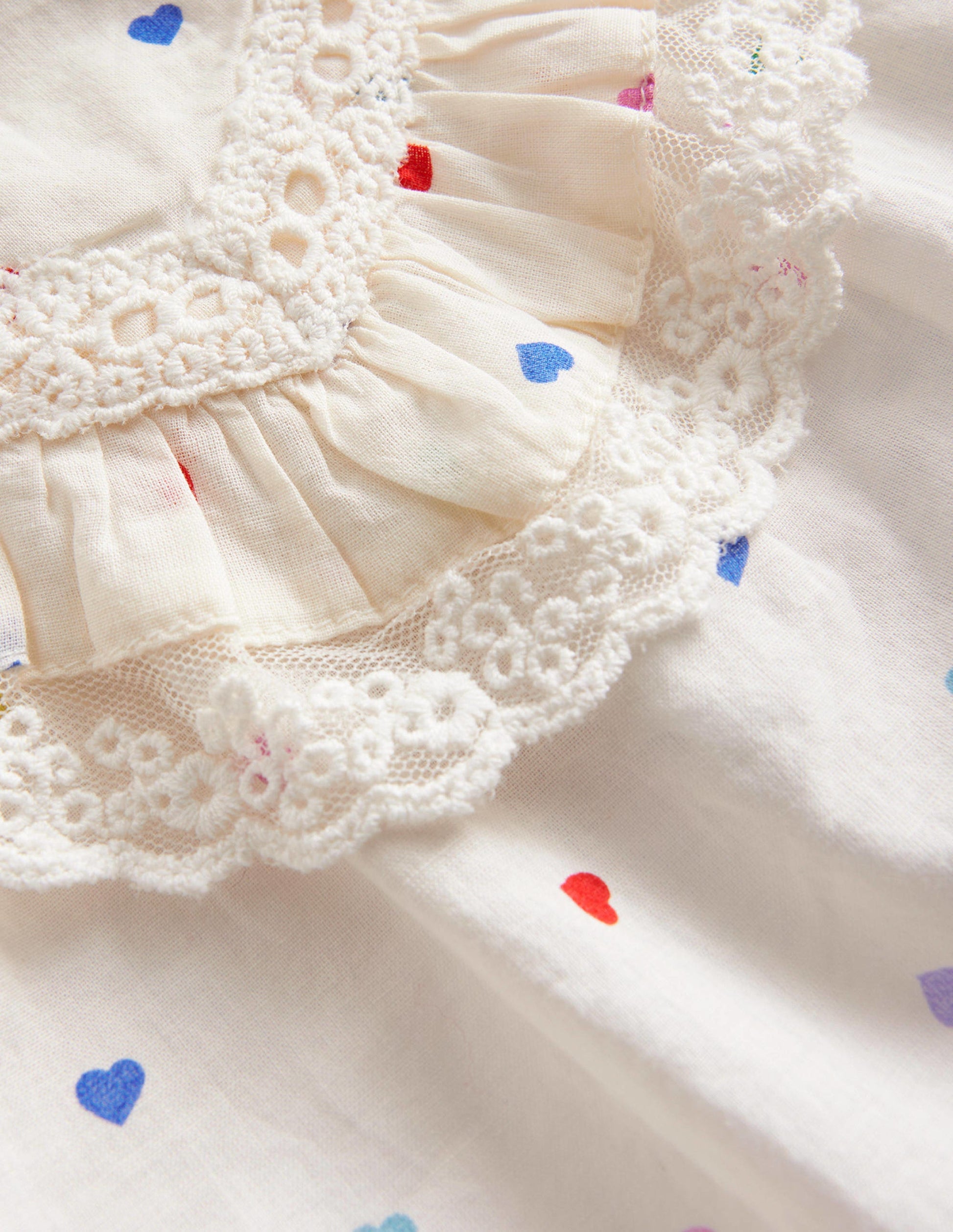 Lace Yoke Woven Top-Multi Confetti Hearts-3