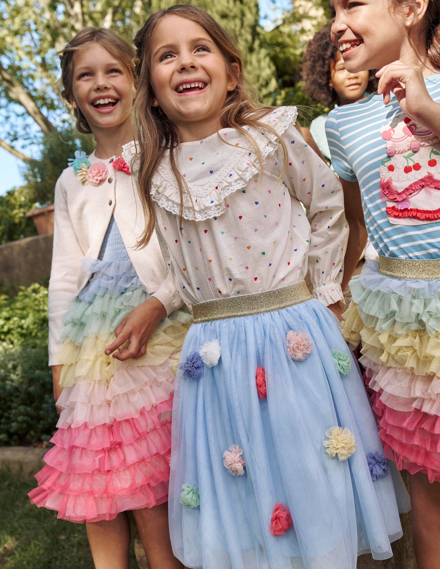 Lace Yoke Woven Top-Multi Confetti Hearts-5