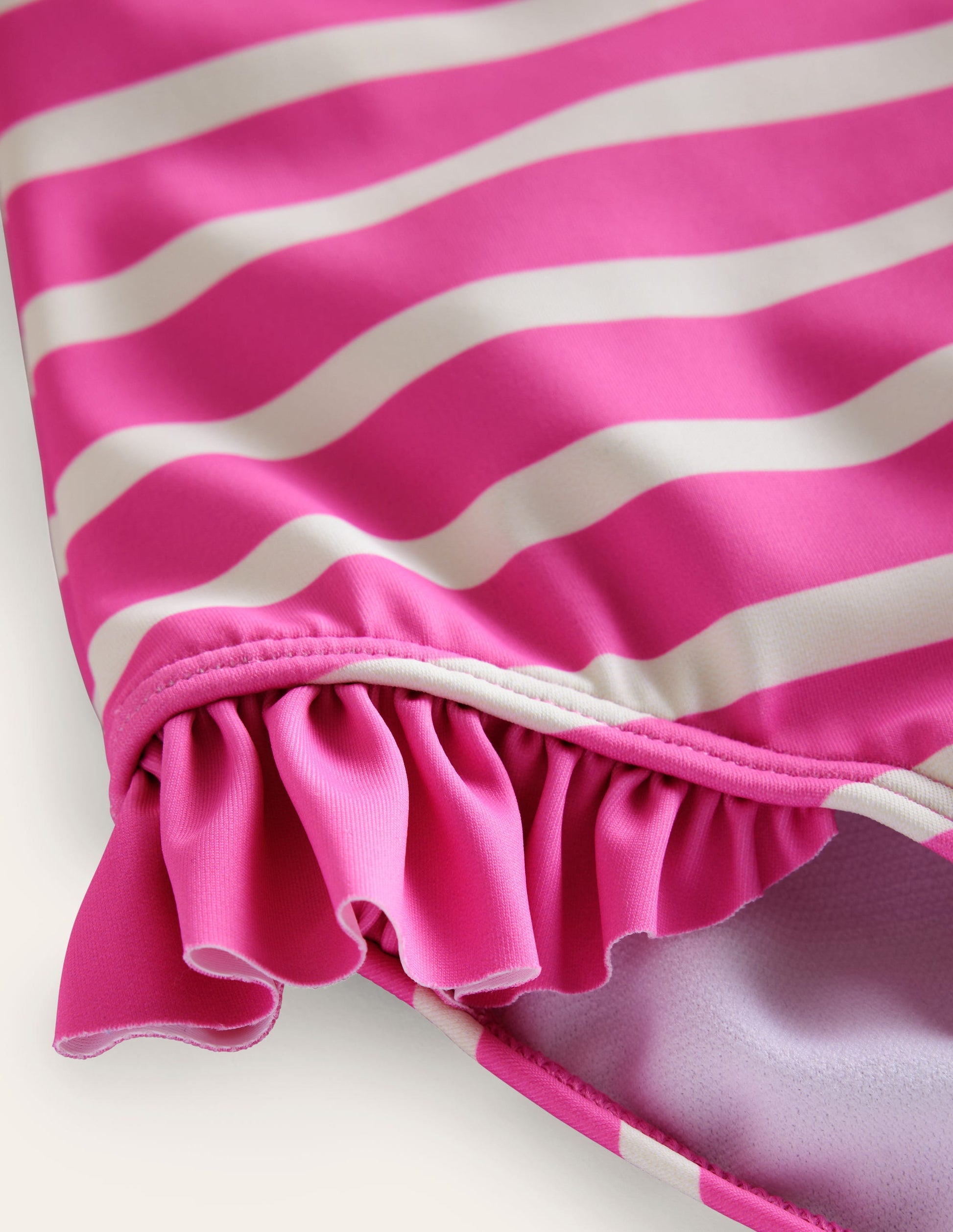 Long Sleeve Frilly Swimsuit-Pink, Ivory Stripe-3