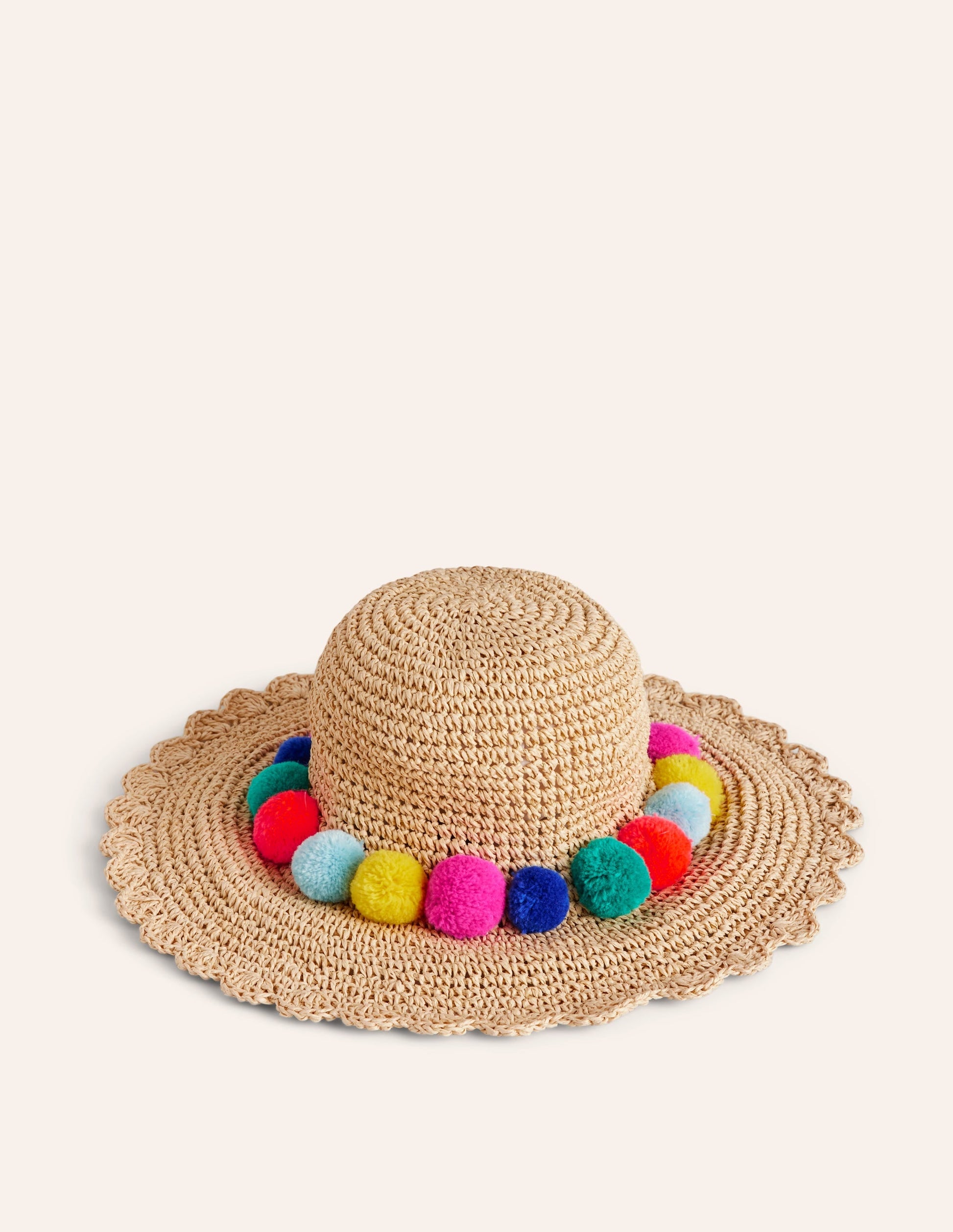 Multi Pom Straw Hat-Multi Poms-1