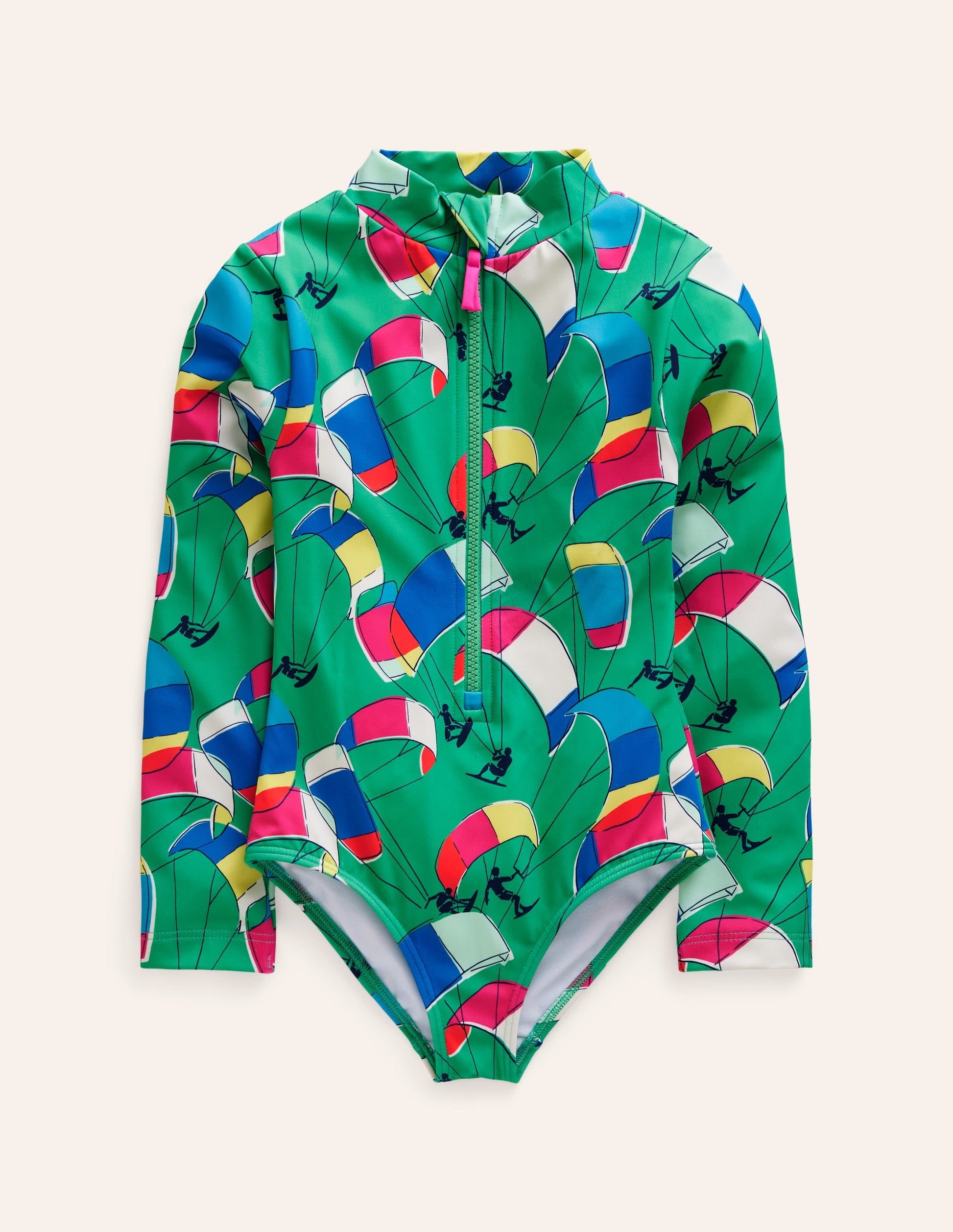 Long-sleeved Swimsuit-Pea Green Kite Surfers-1