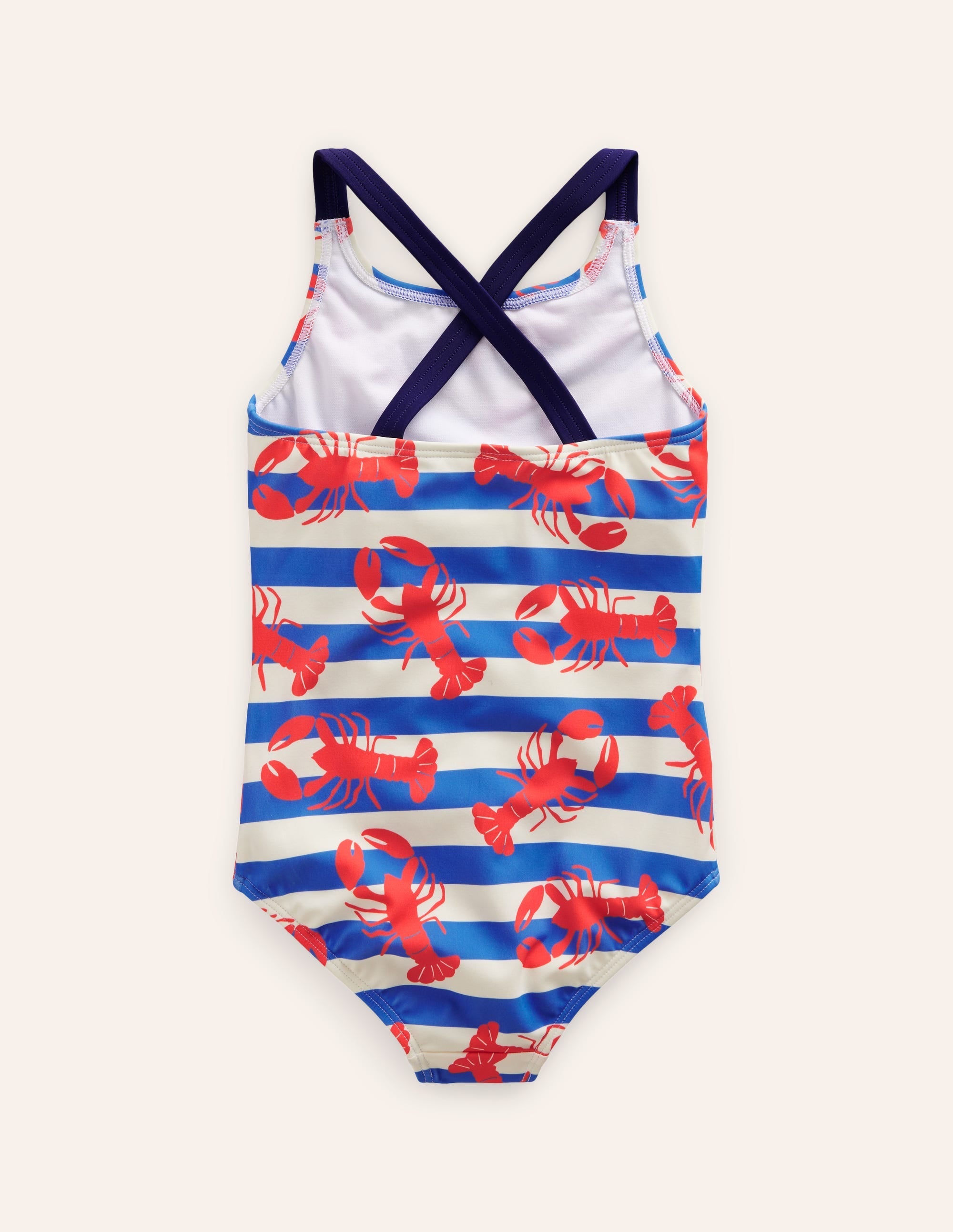 Cross-back Printed Swimsuit-Pink Lobster - Image 2