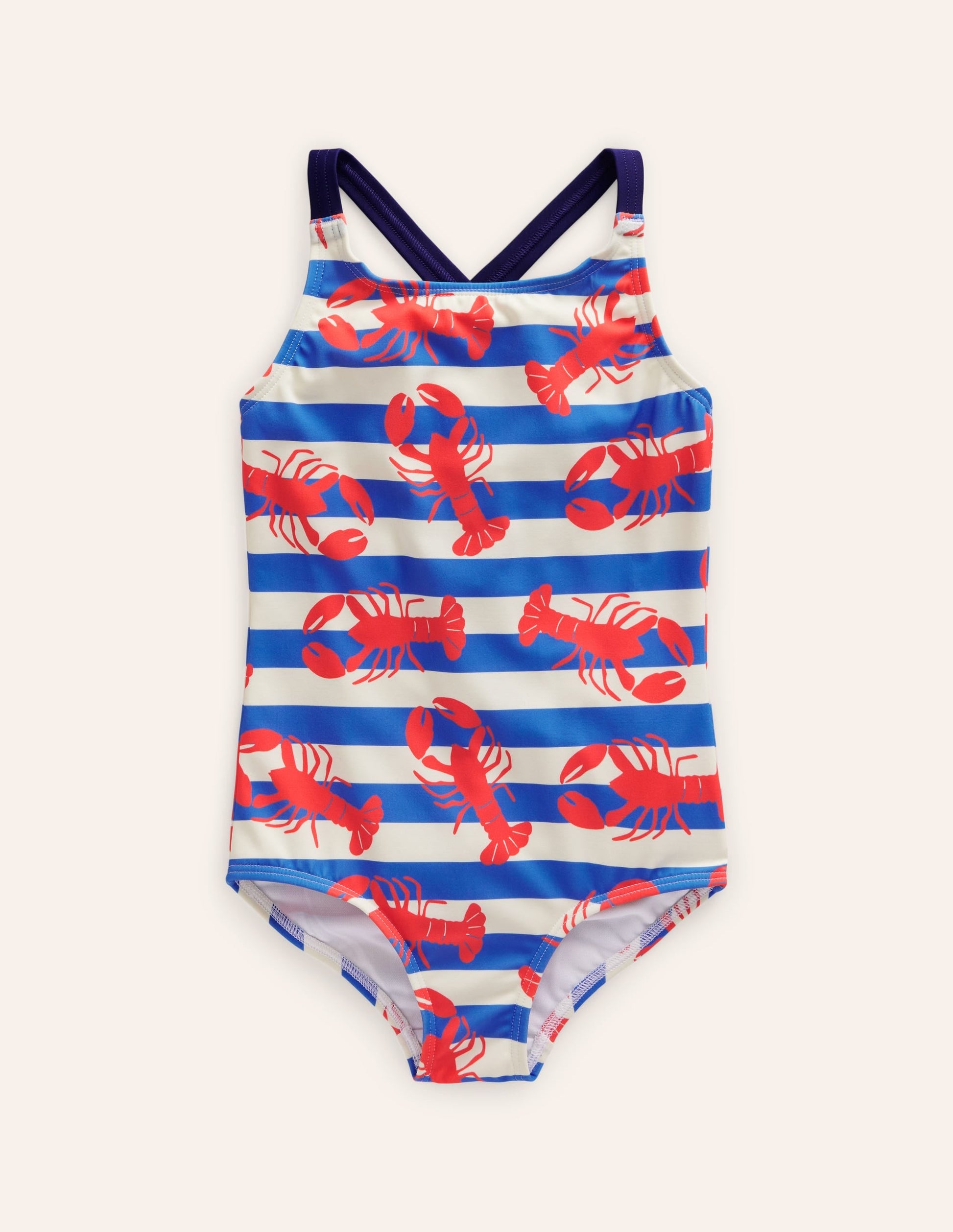 Cross-back Printed Swimsuit-Pink Lobster-1