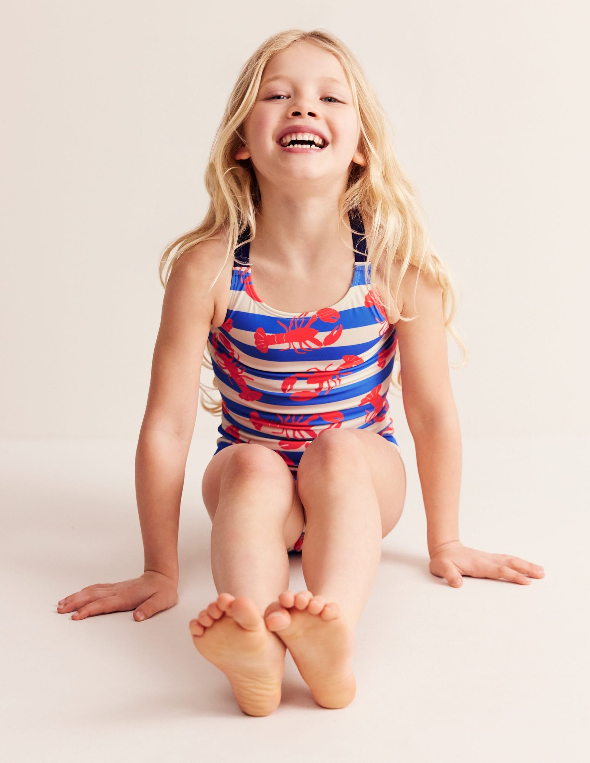 Cross-back Printed Swimsuit-Pink Lobster-6