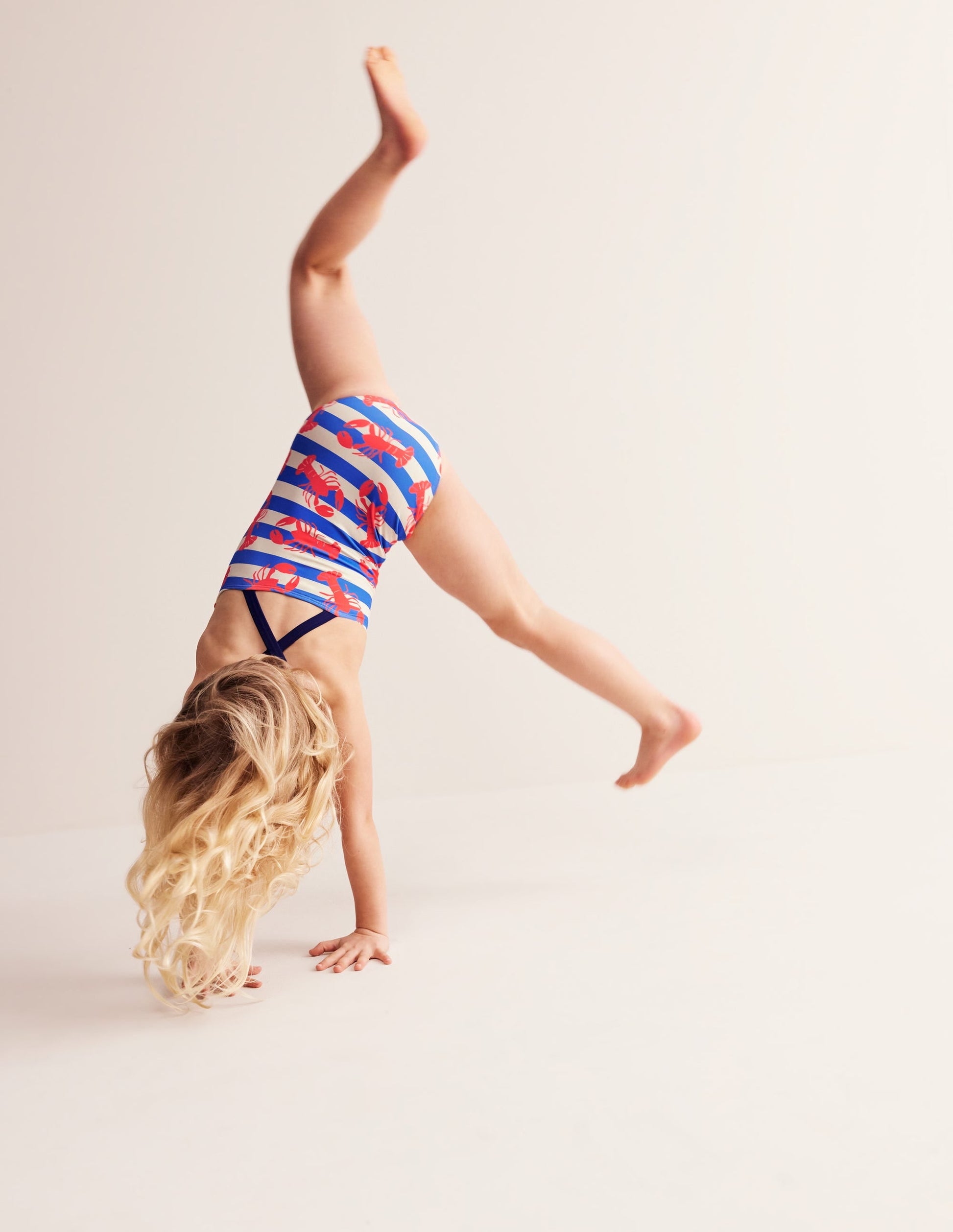 Cross-back Printed Swimsuit-Pink Lobster-7