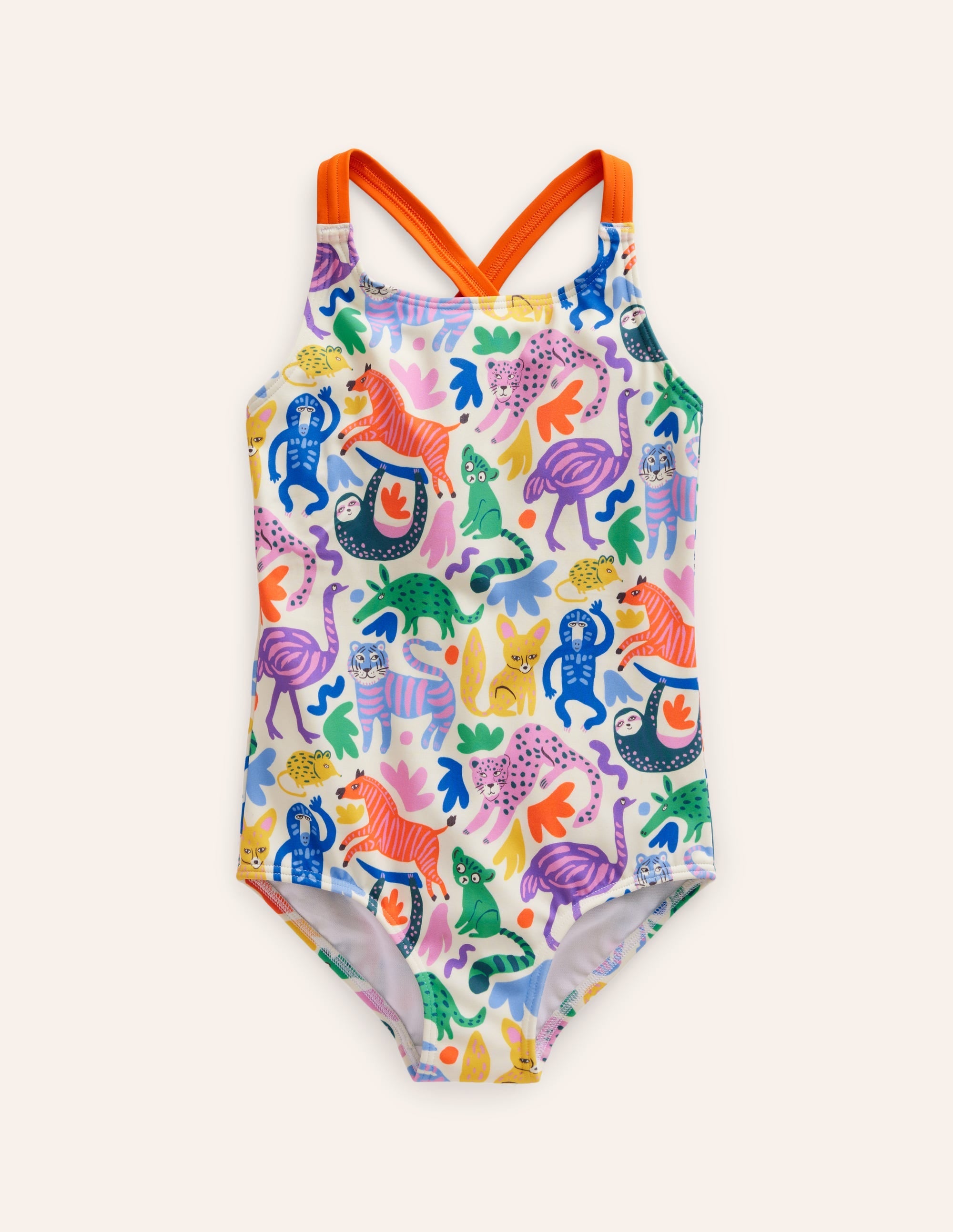 Cross-back Printed Swimsuit-Multi Safari Friends - Image 1