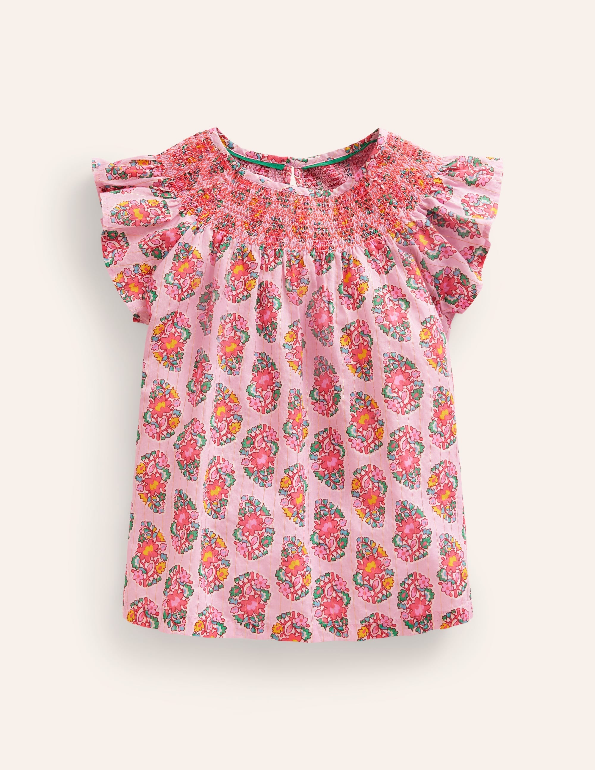 Woven Smocked Top-Sugared Almond Pink Paisley - Image 1
