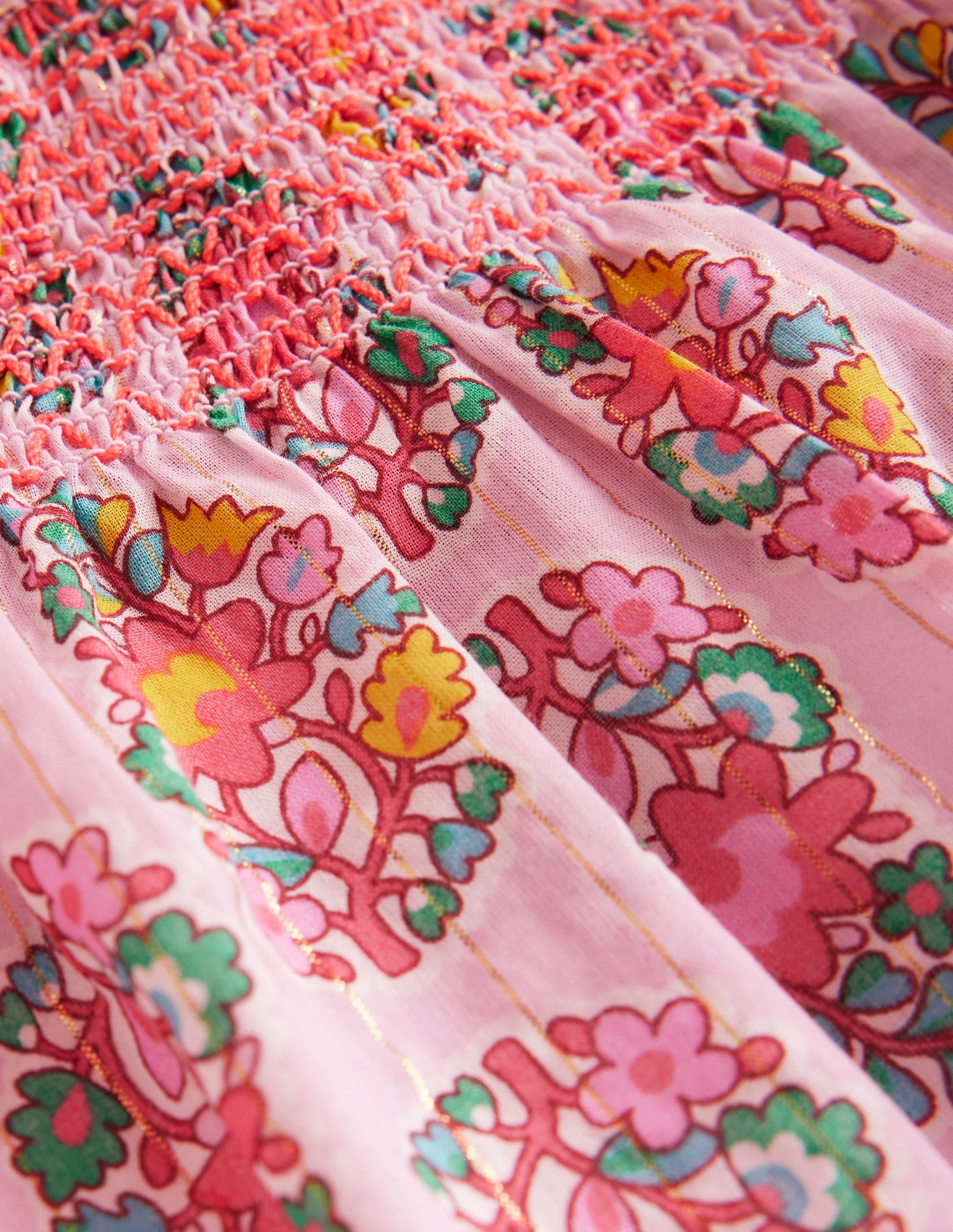 Woven Smocked Top-Sugared Almond Pink Paisley-3