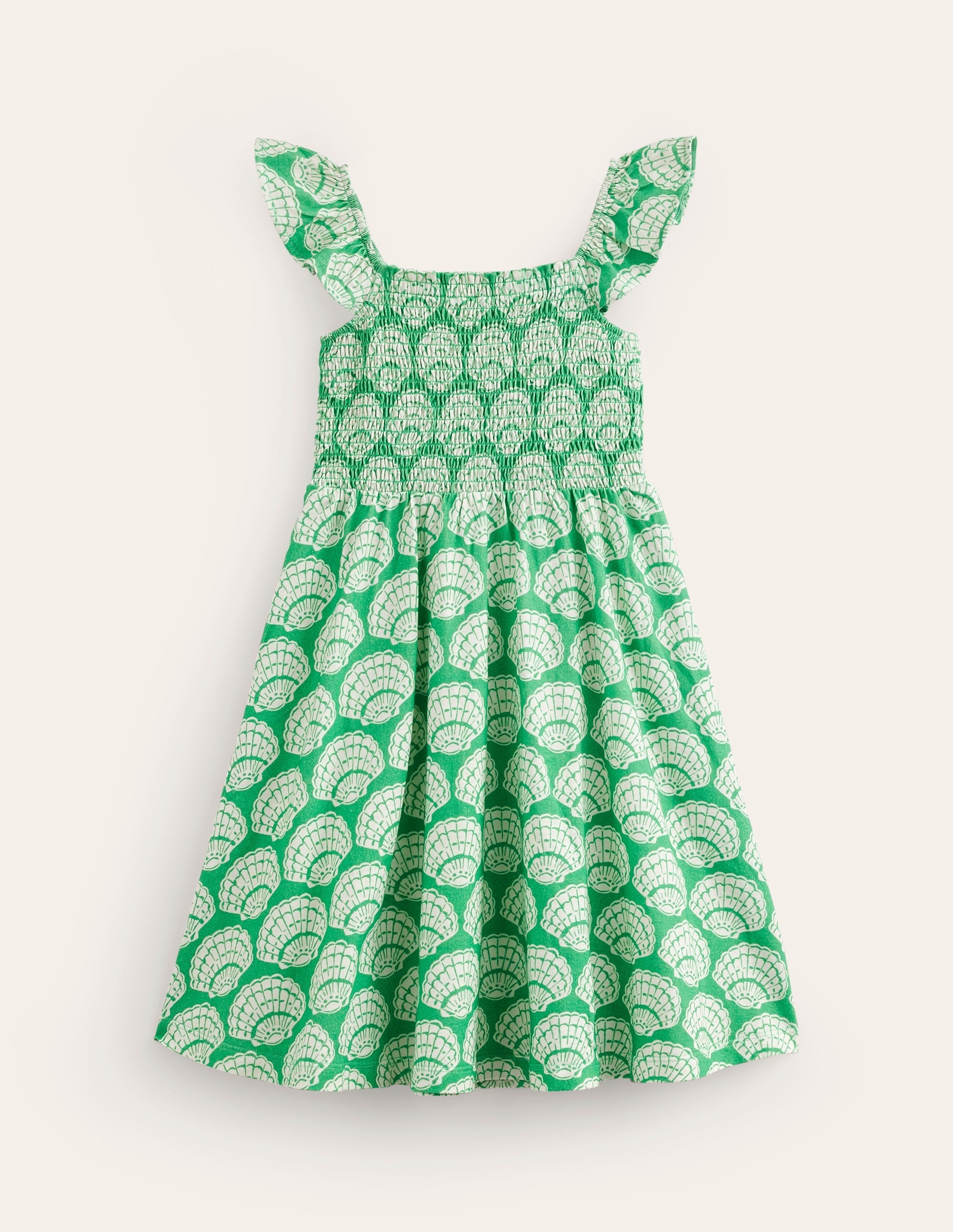 Shirred Jersey Dress-Pea Green Seashells - Image 2