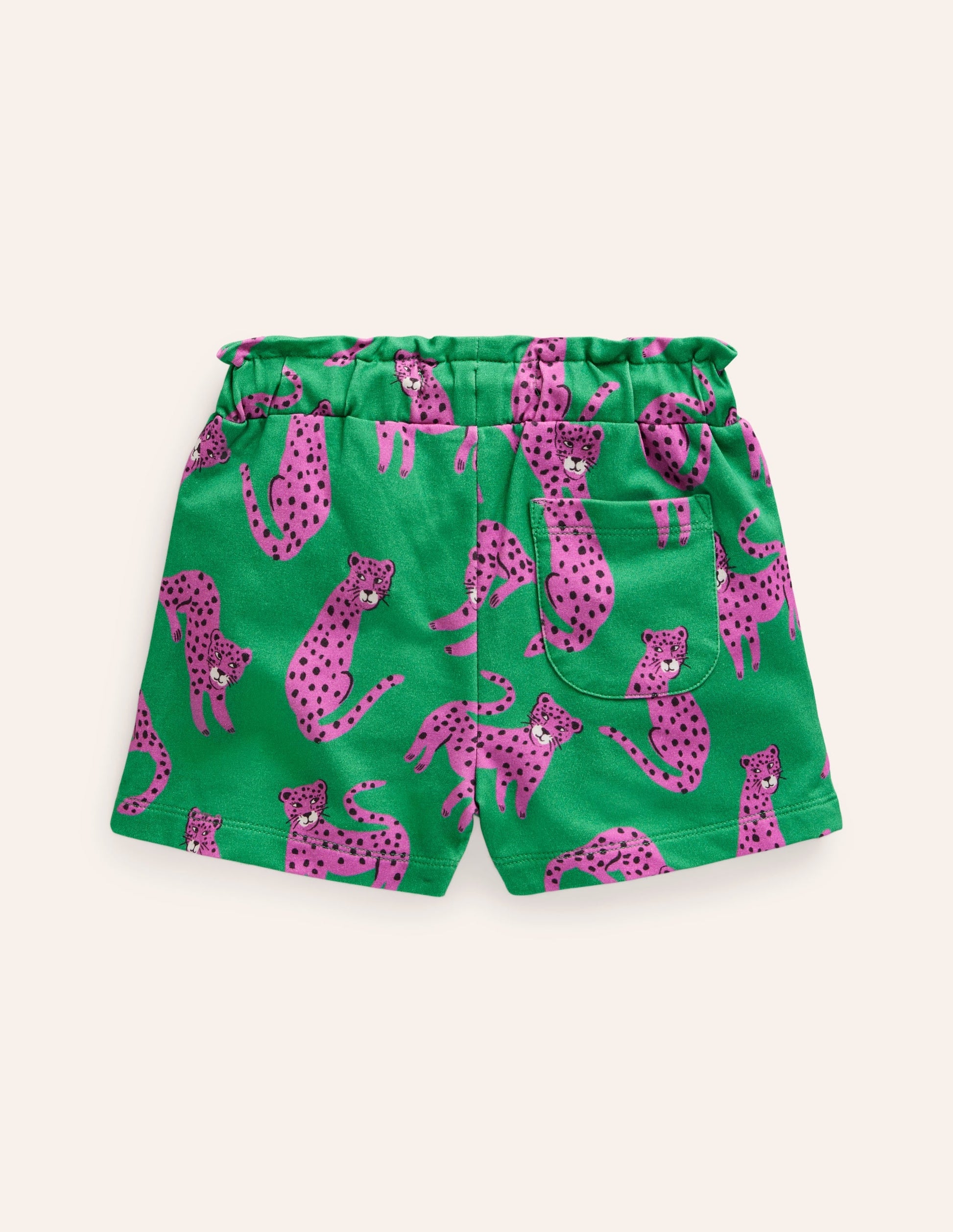 Ruffle Waist Sweat Shorts-Green Leopard-2