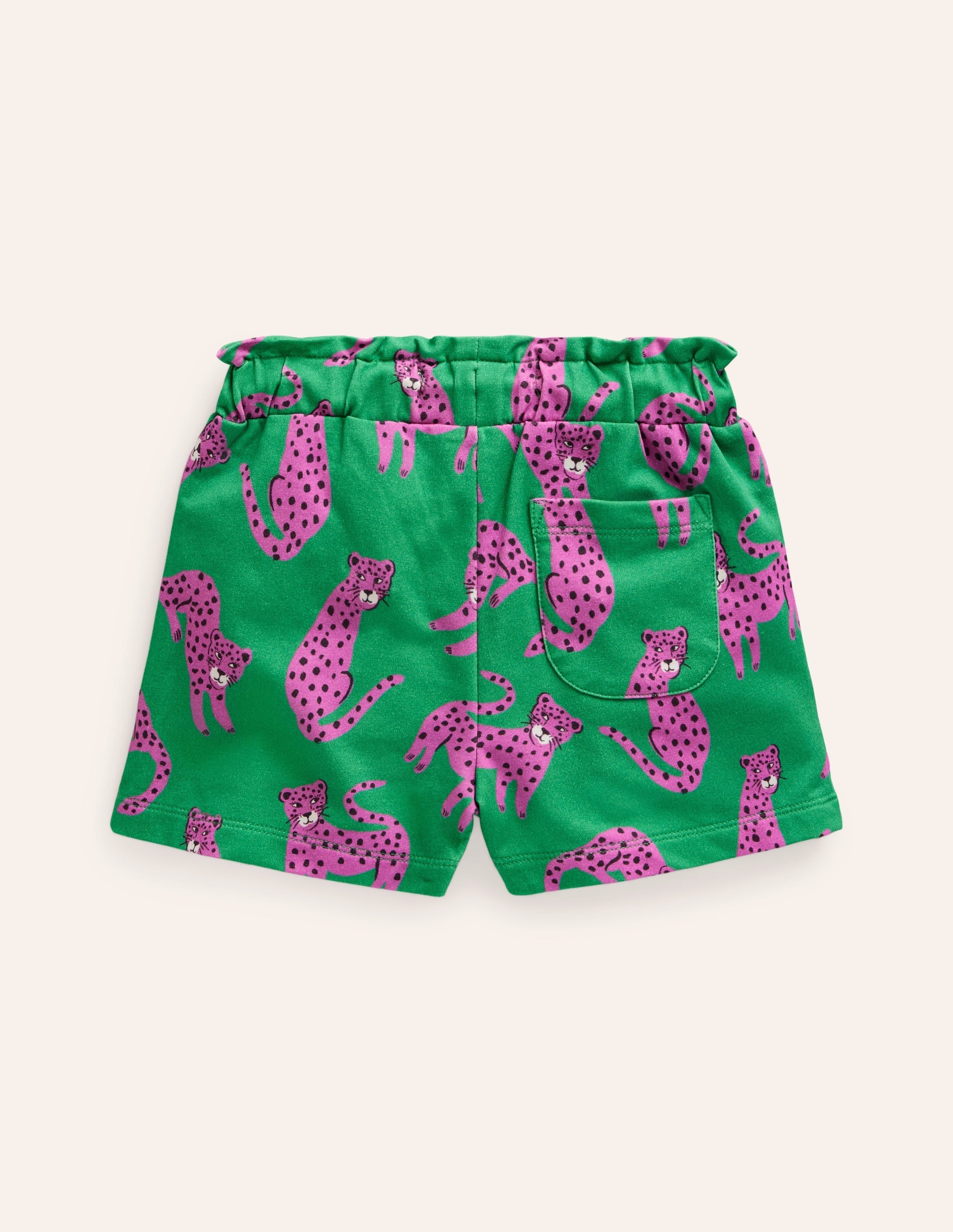 Ruffle Waist Sweat Shorts-Green Leopard - Image 2