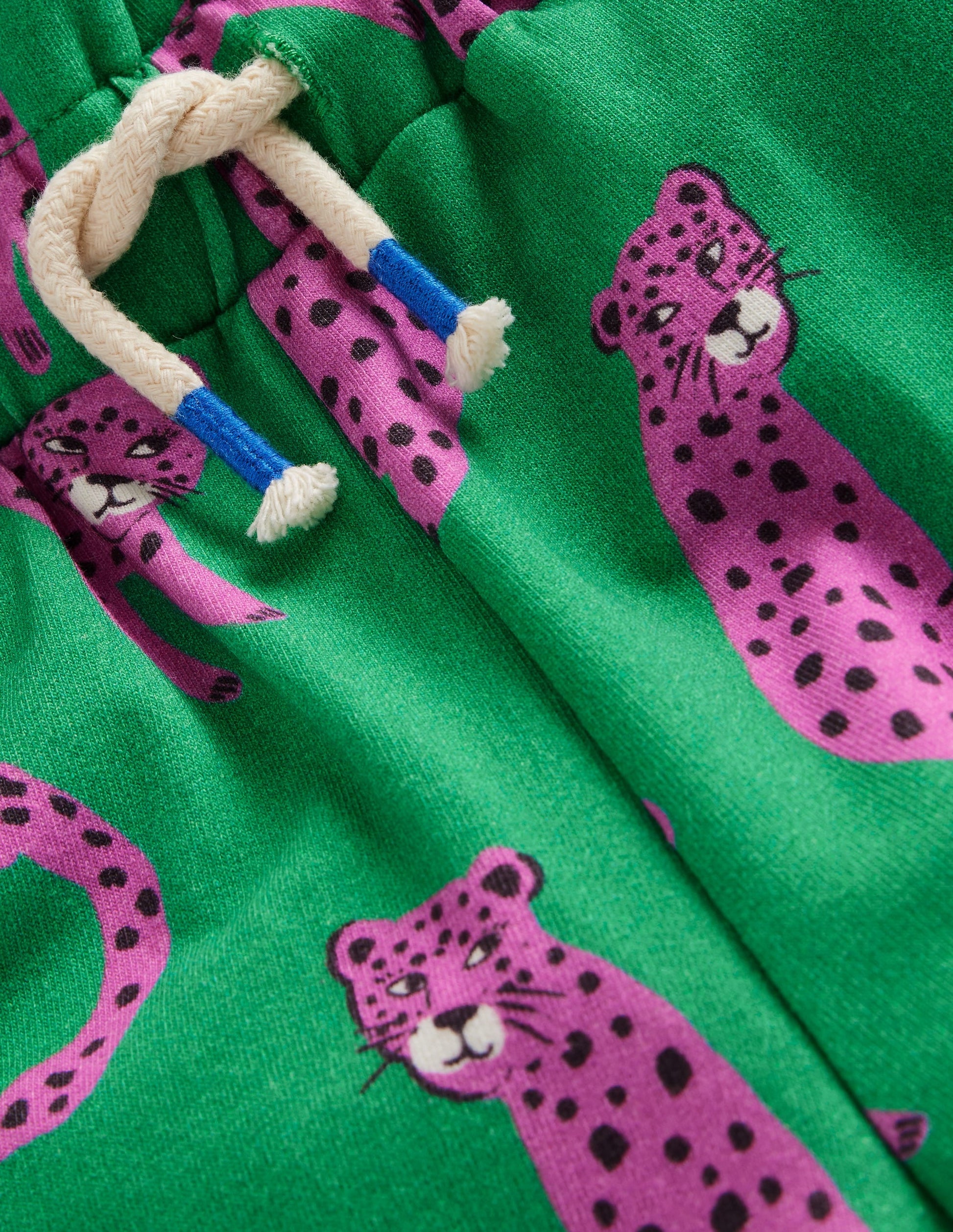 Ruffle Waist Sweat Shorts-Green Leopard-3