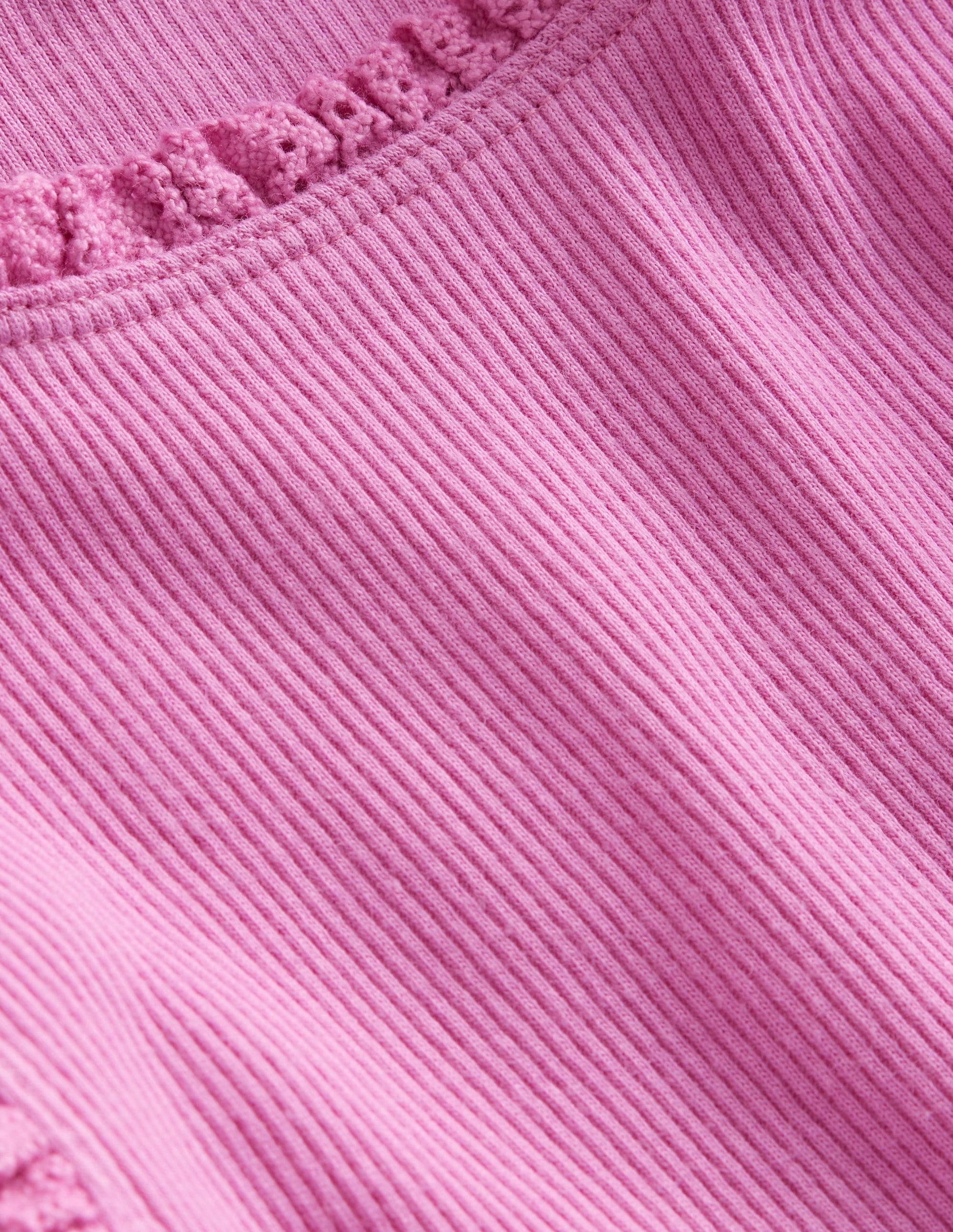 Ribbed Lace Trim Vest-Peony Pink-3