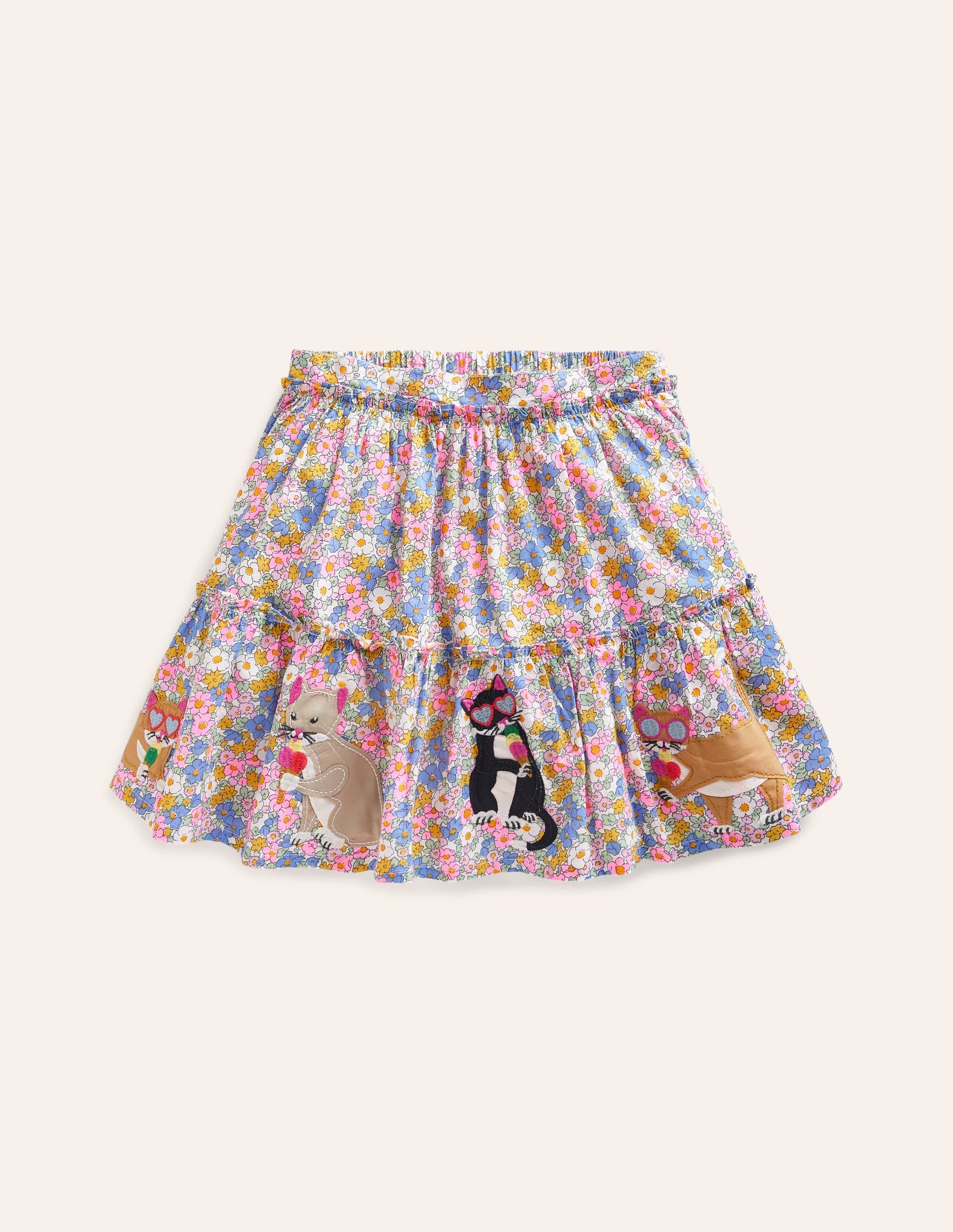 Appliqué Skirt-Festival Pink Nautical Cats - Image 1