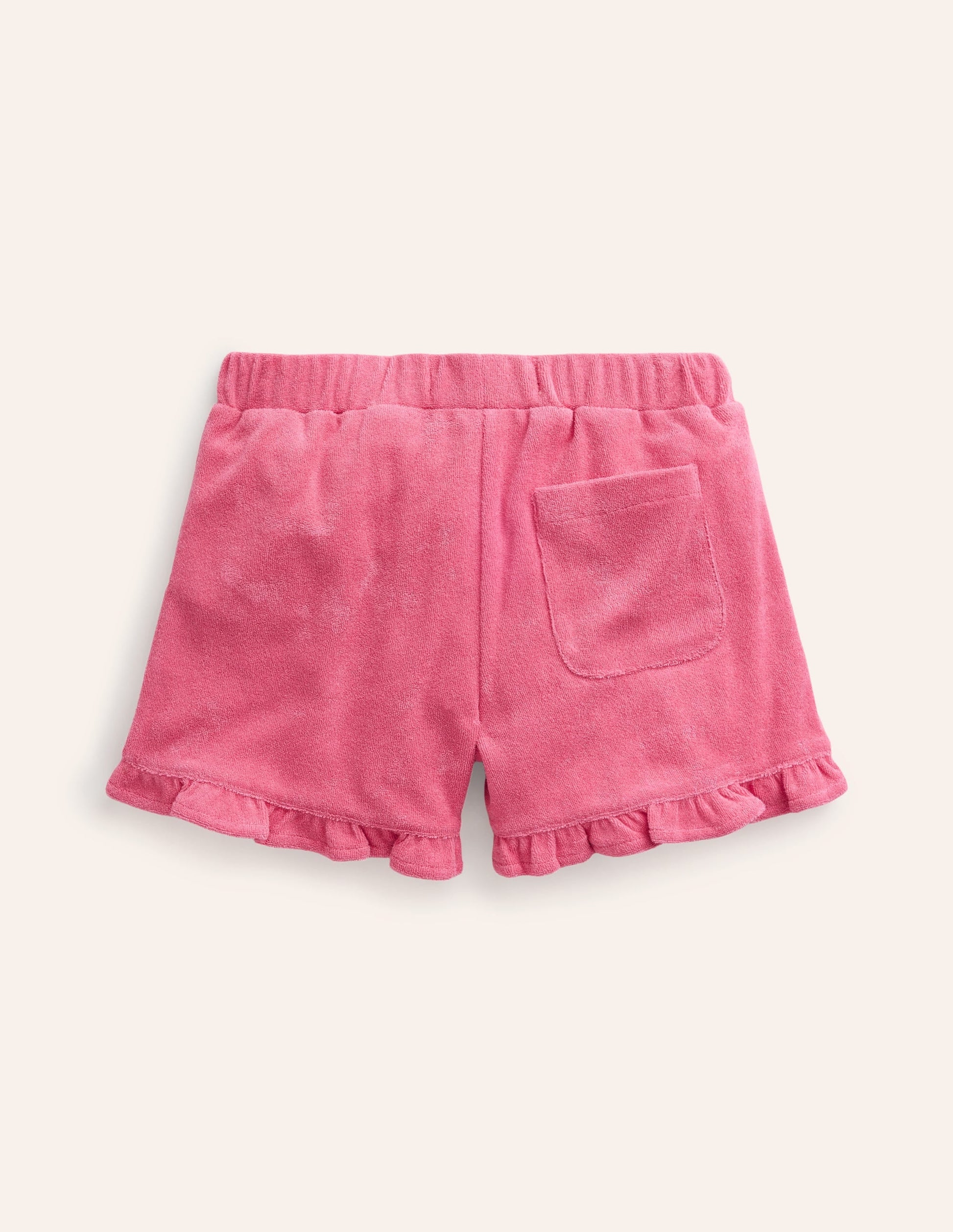 Frill Hem Towelling Shorts-Rose Pink-2