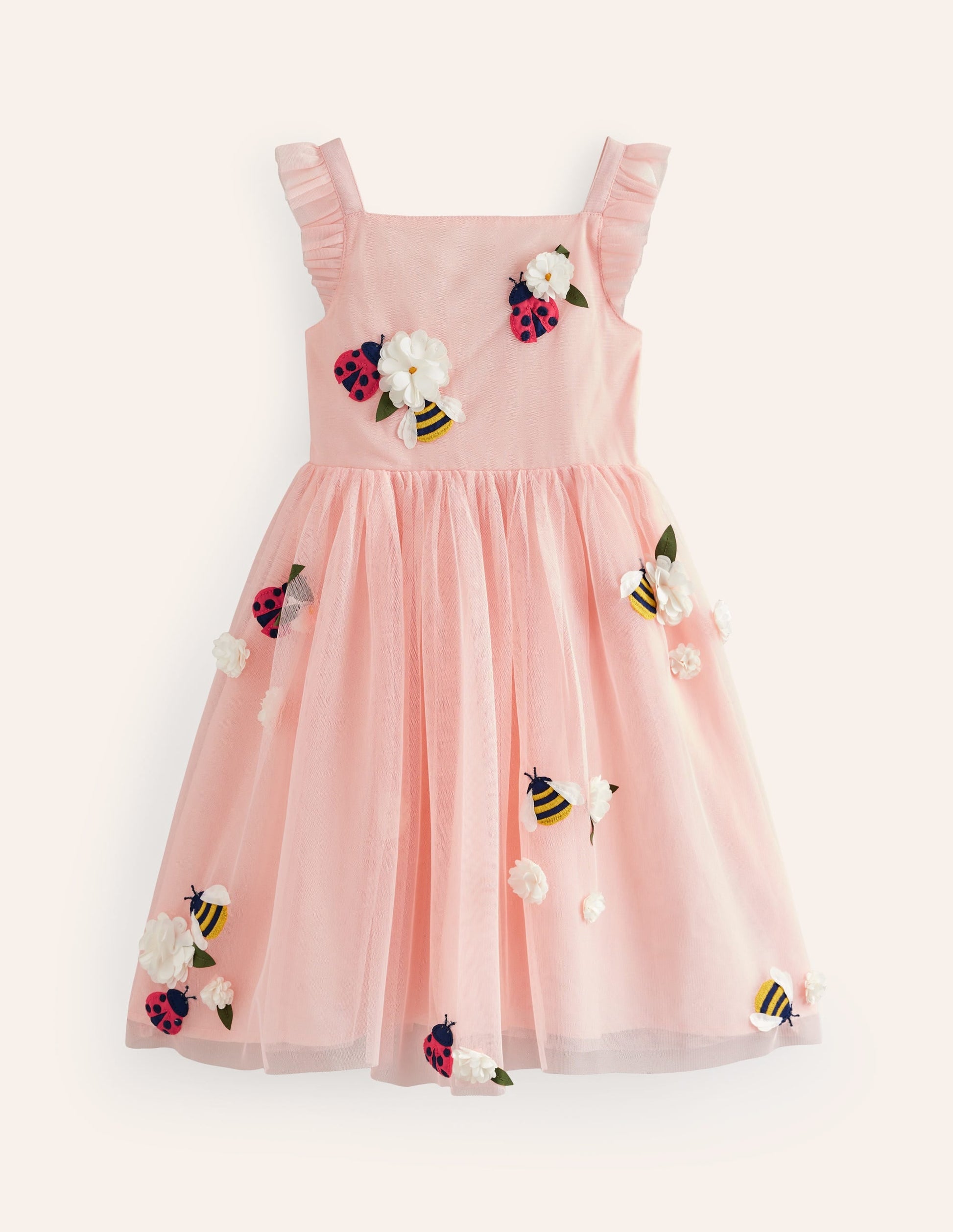 Appliqué Tulle Dress-Provence Dusty Pink Bugs-1