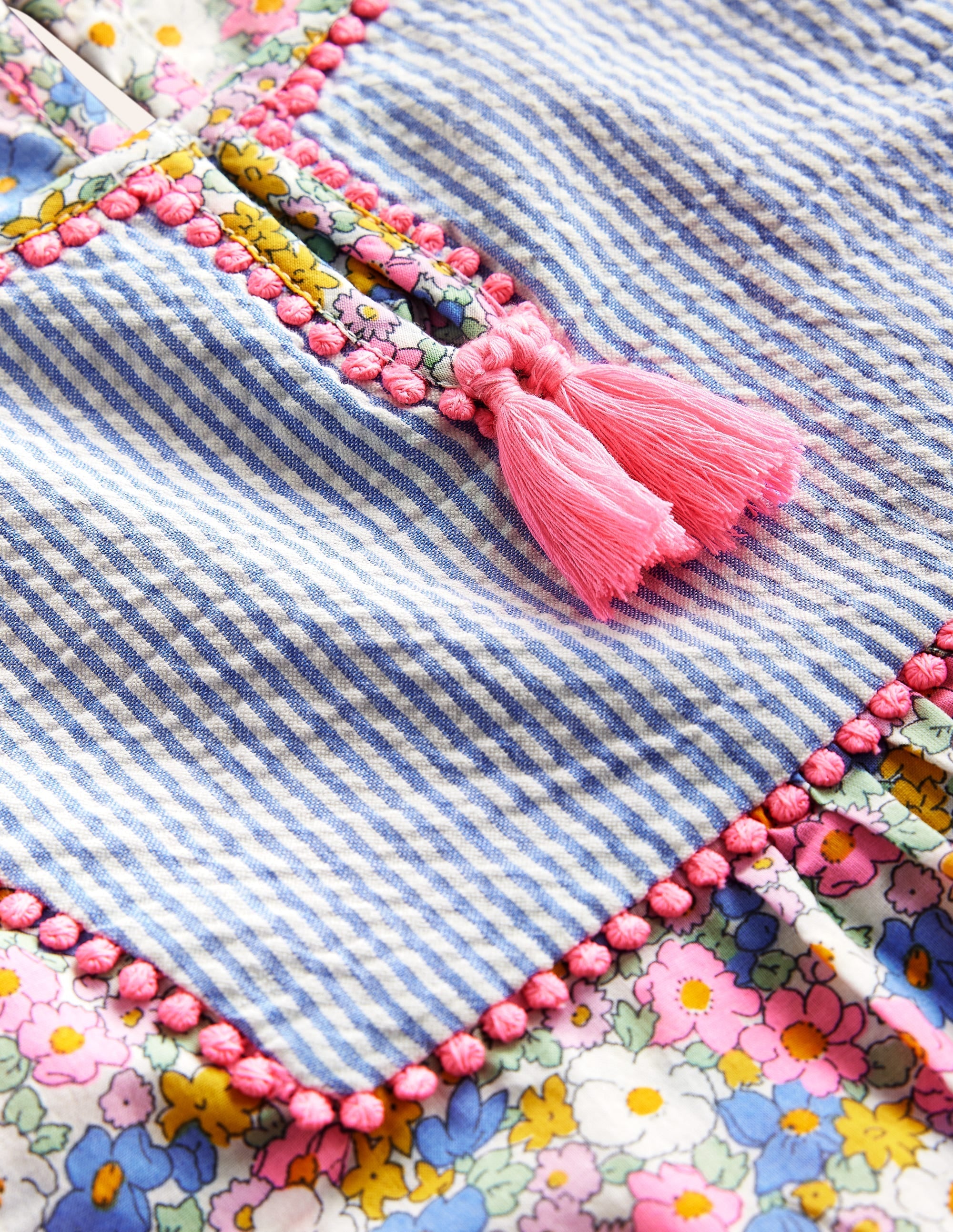 Long-sleeve Printed Kaftan-Festival Pink Nautical Floral - Image 3