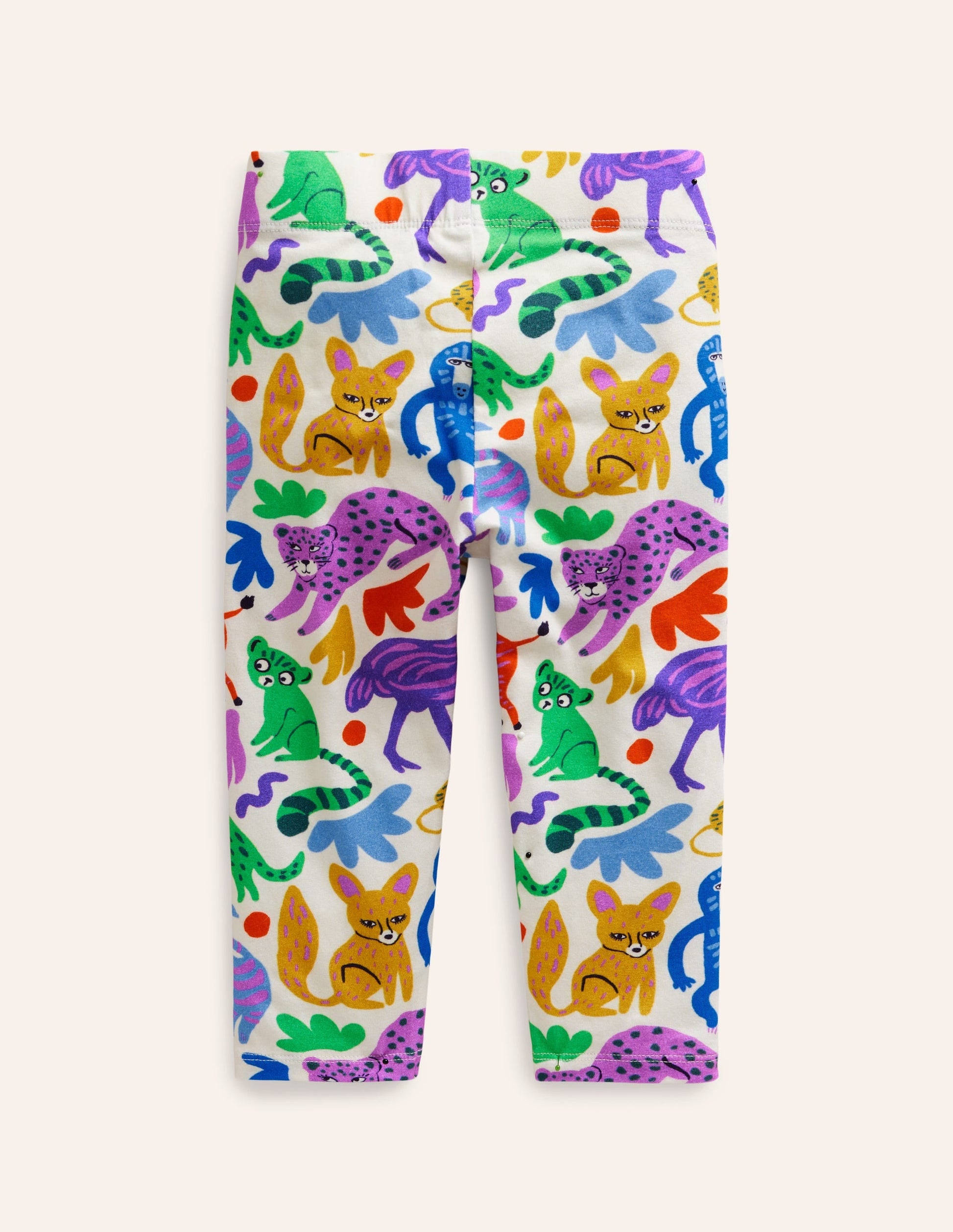 Fun Cropped Leggings-Multi Safari Friends-2