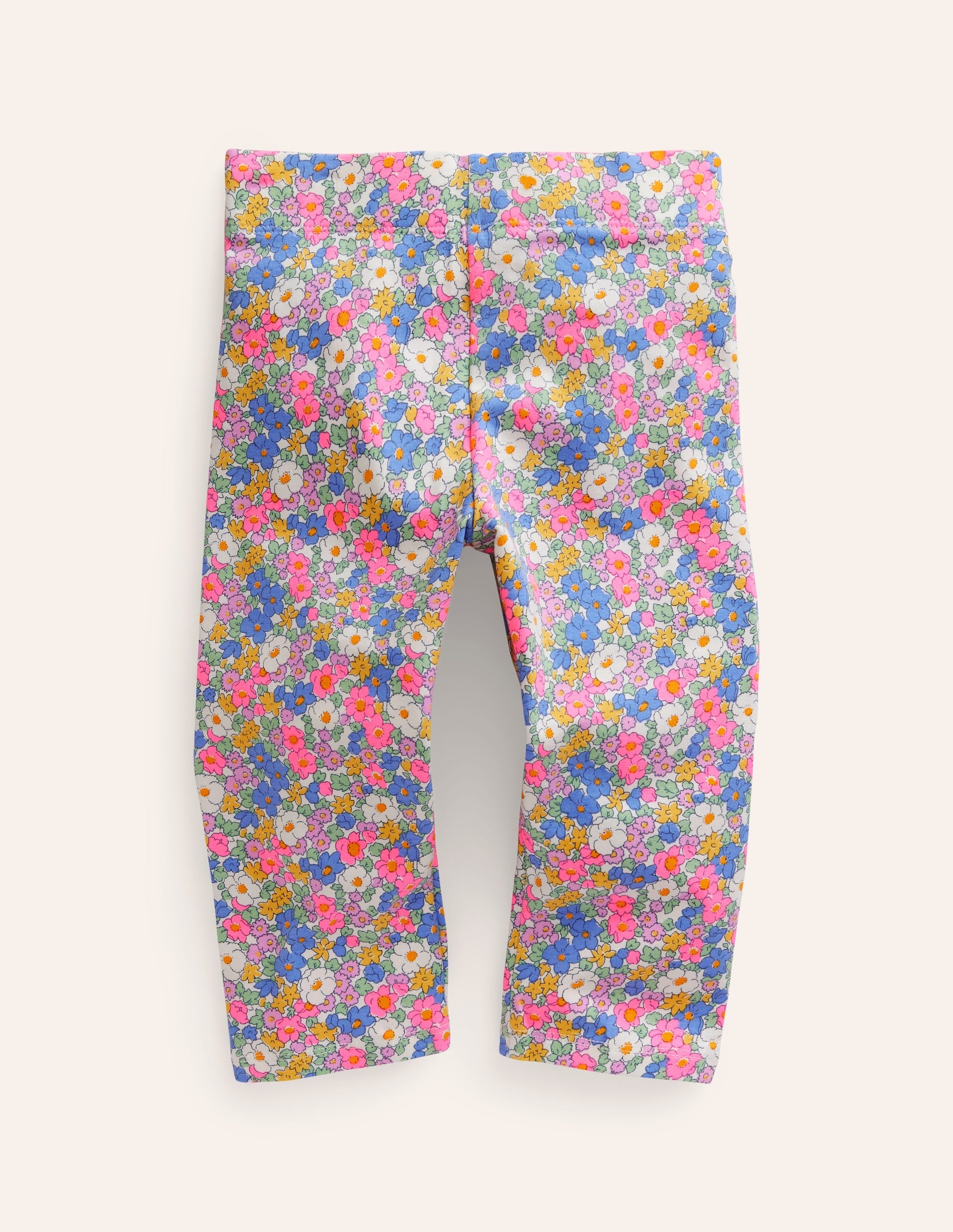 Fun Cropped Leggings-Festival Pink Nautical Floral - Image 1