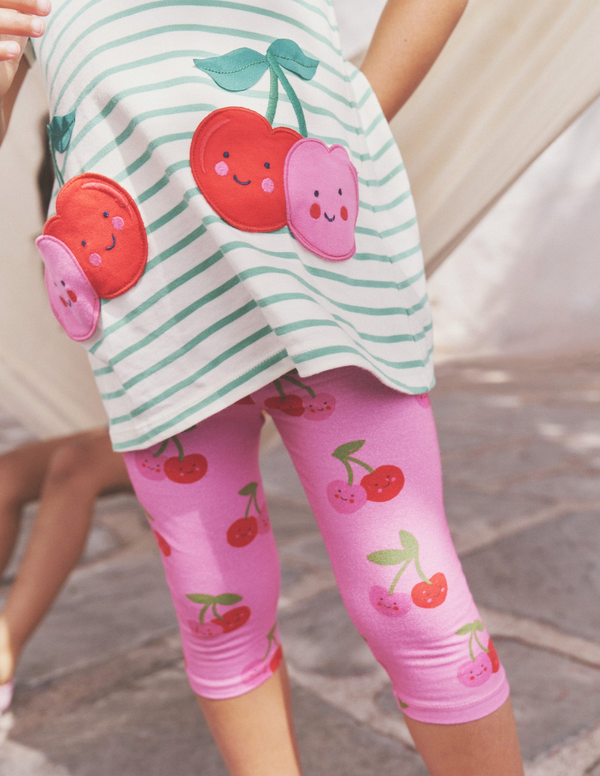 Fun Cropped Leggings-Pink Cherries-4