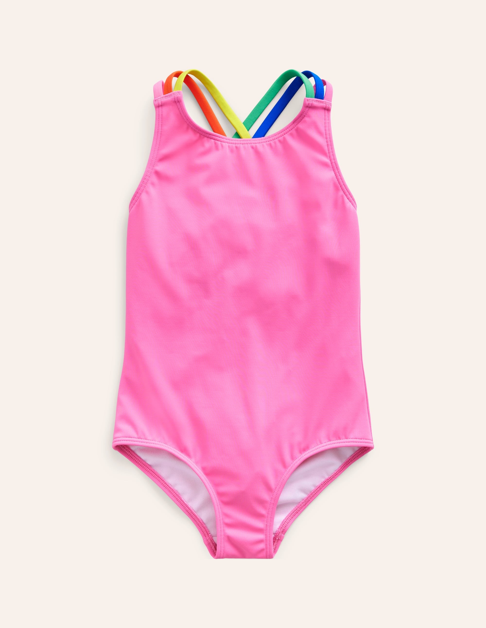 Rainbow Cross-Back Swimsuit-Strawberry Milkshake - Image 1