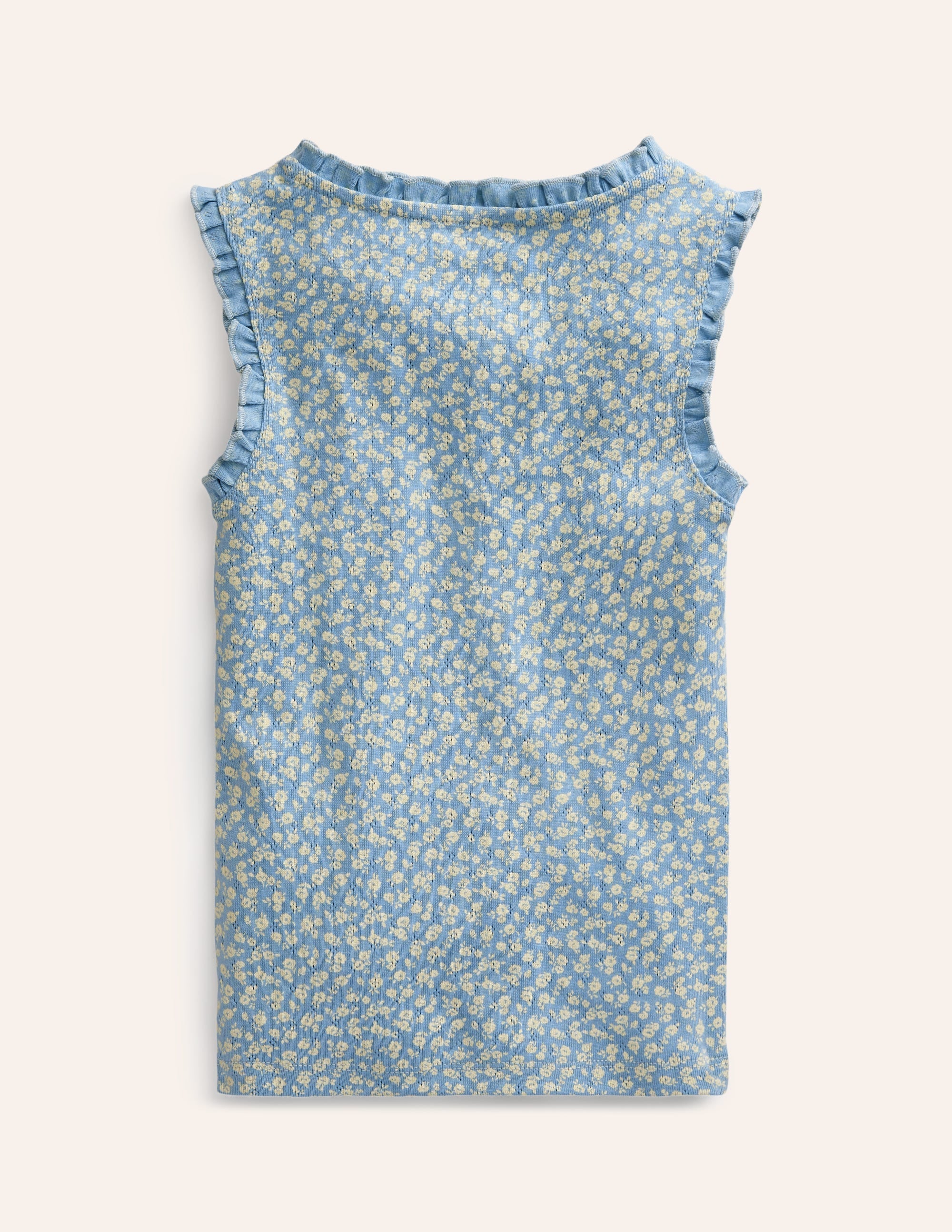 Pointelle Vest Top-Vintage Blue Floral - Image 2