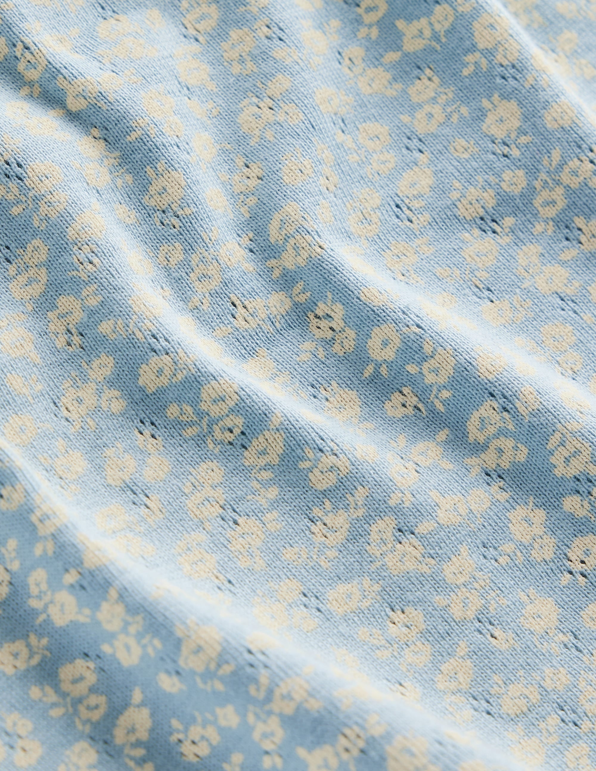 Pointelle Vest Top-Vintage Blue Floral - Image 3