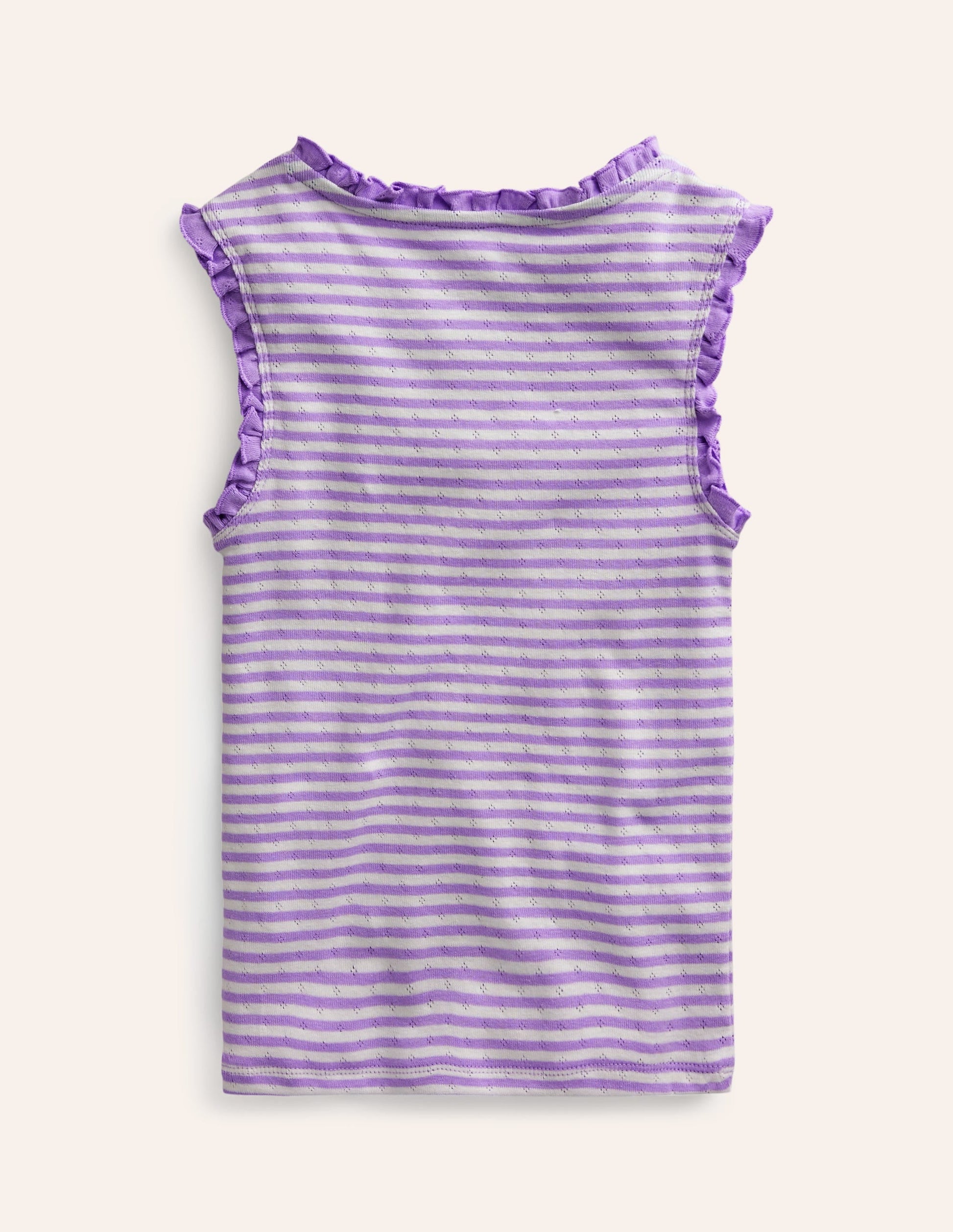 Pointelle Vest Top-Ivory/Misty Lavender Stripe-2