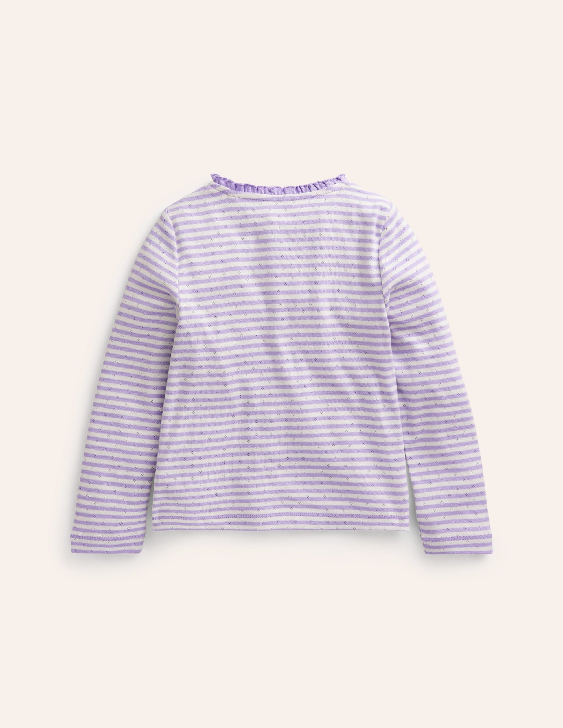 Pointelle Cardigan-Ivory/ Misty Lavender Stripe-2