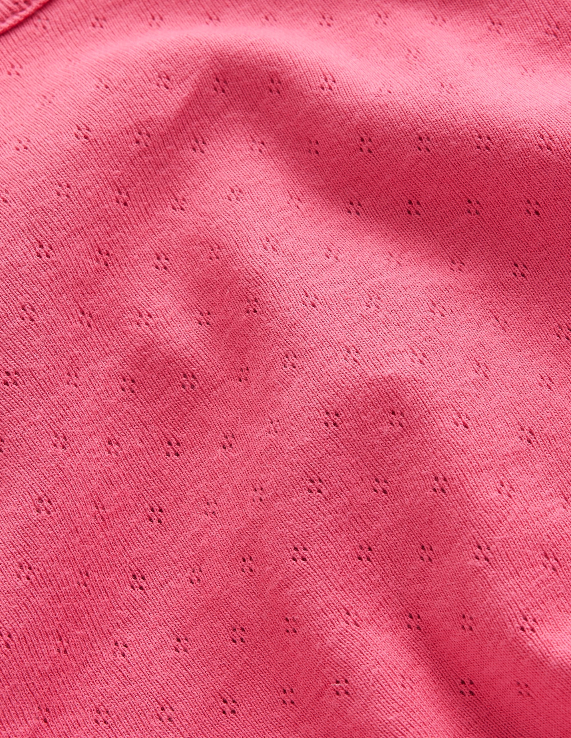 Short-sleeved Pointelle Top-Rose Pink - Image 3