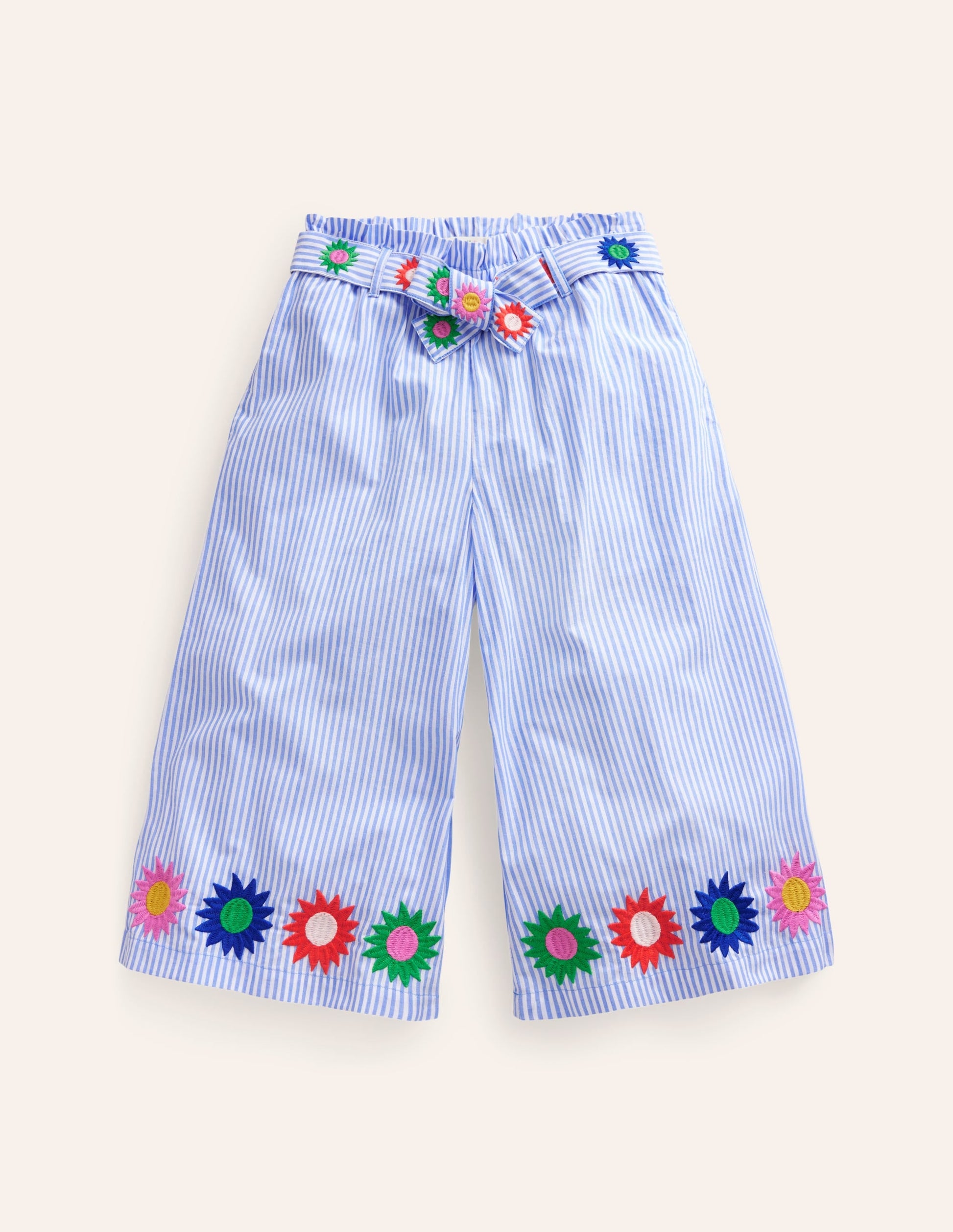 Wide Leg Trousers-Vintage Blue / Ivory Stripe-1
