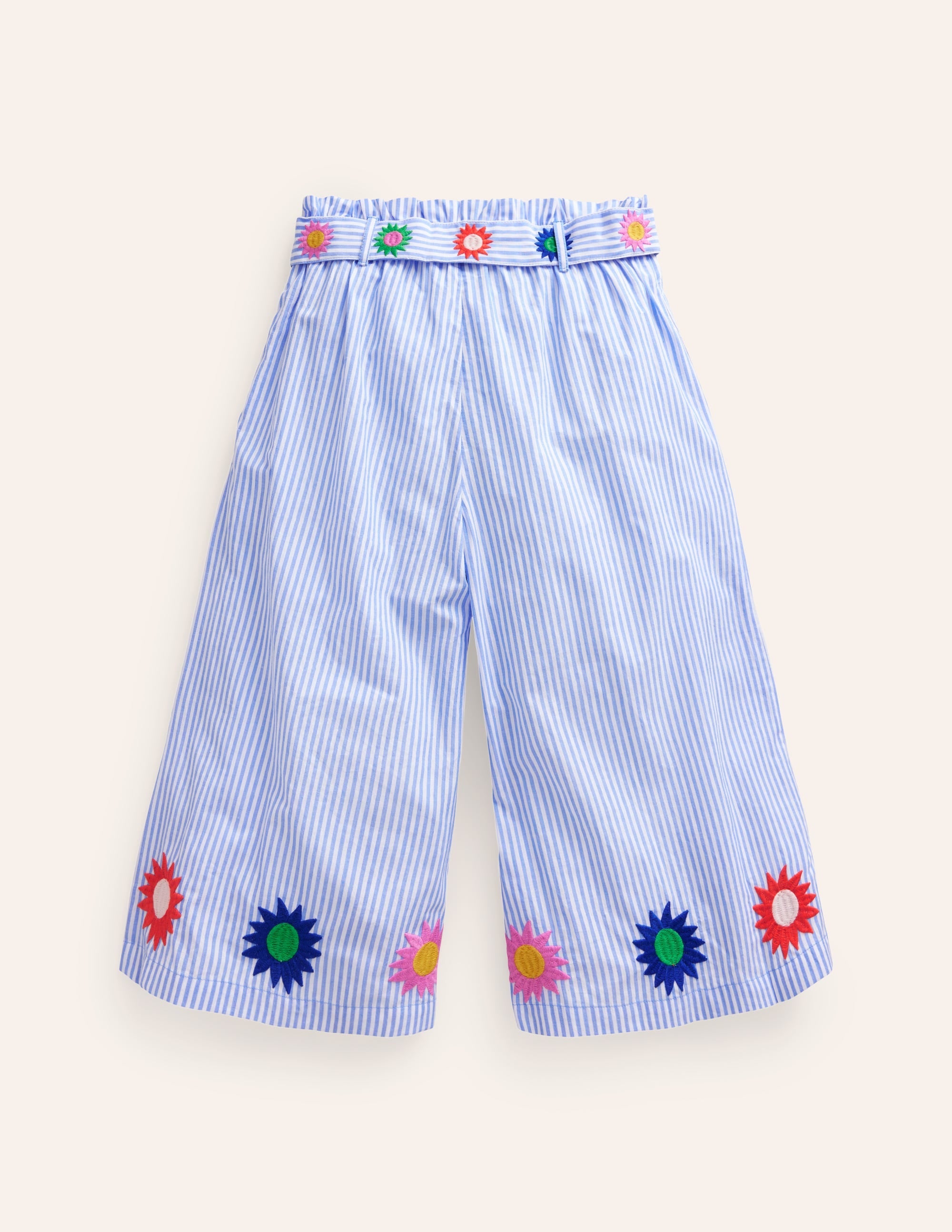 Wide Leg Trousers-Vintage Blue / Ivory Stripe - Image 2