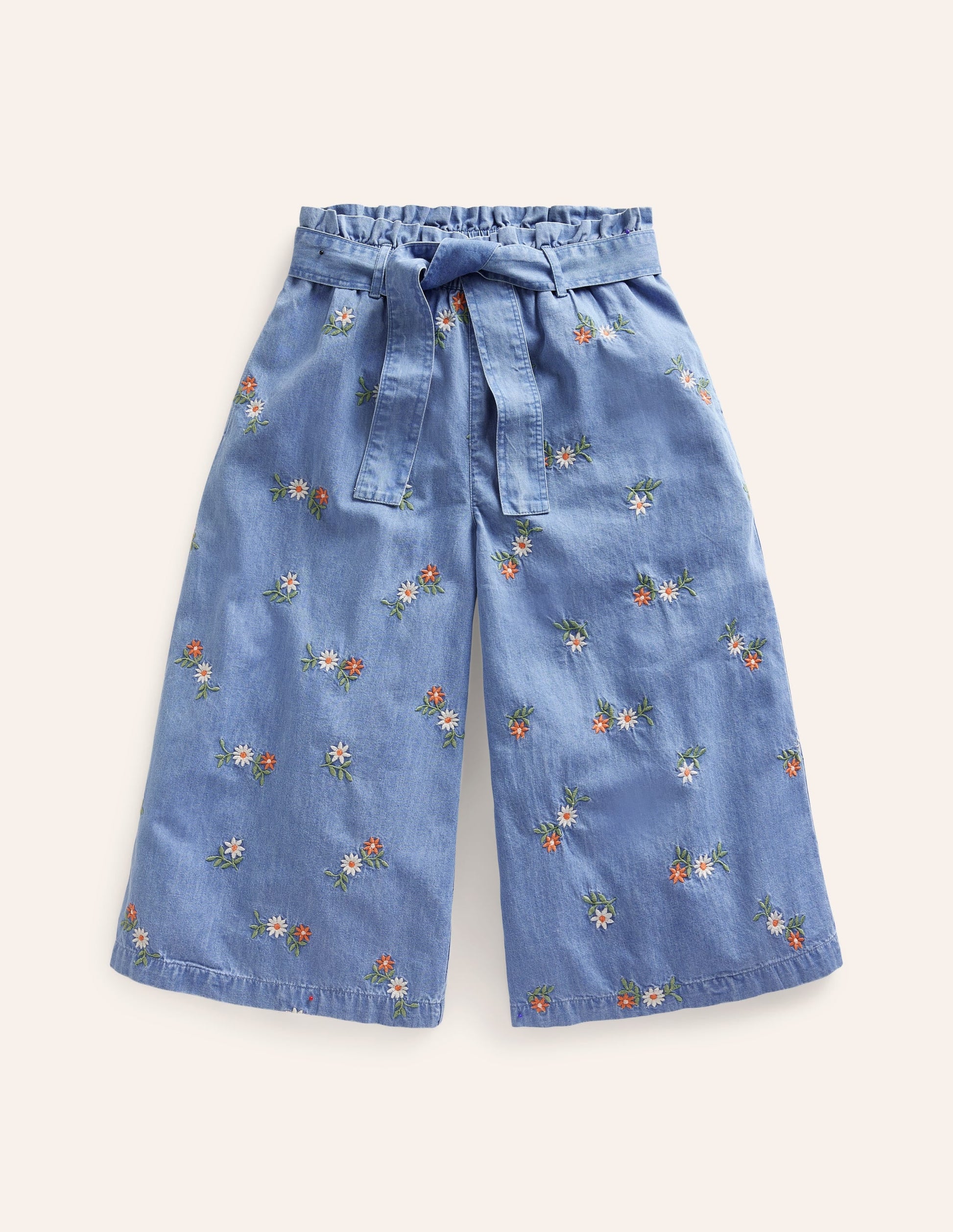 Wide Leg Trousers-Mid Vintage Embroidered-1