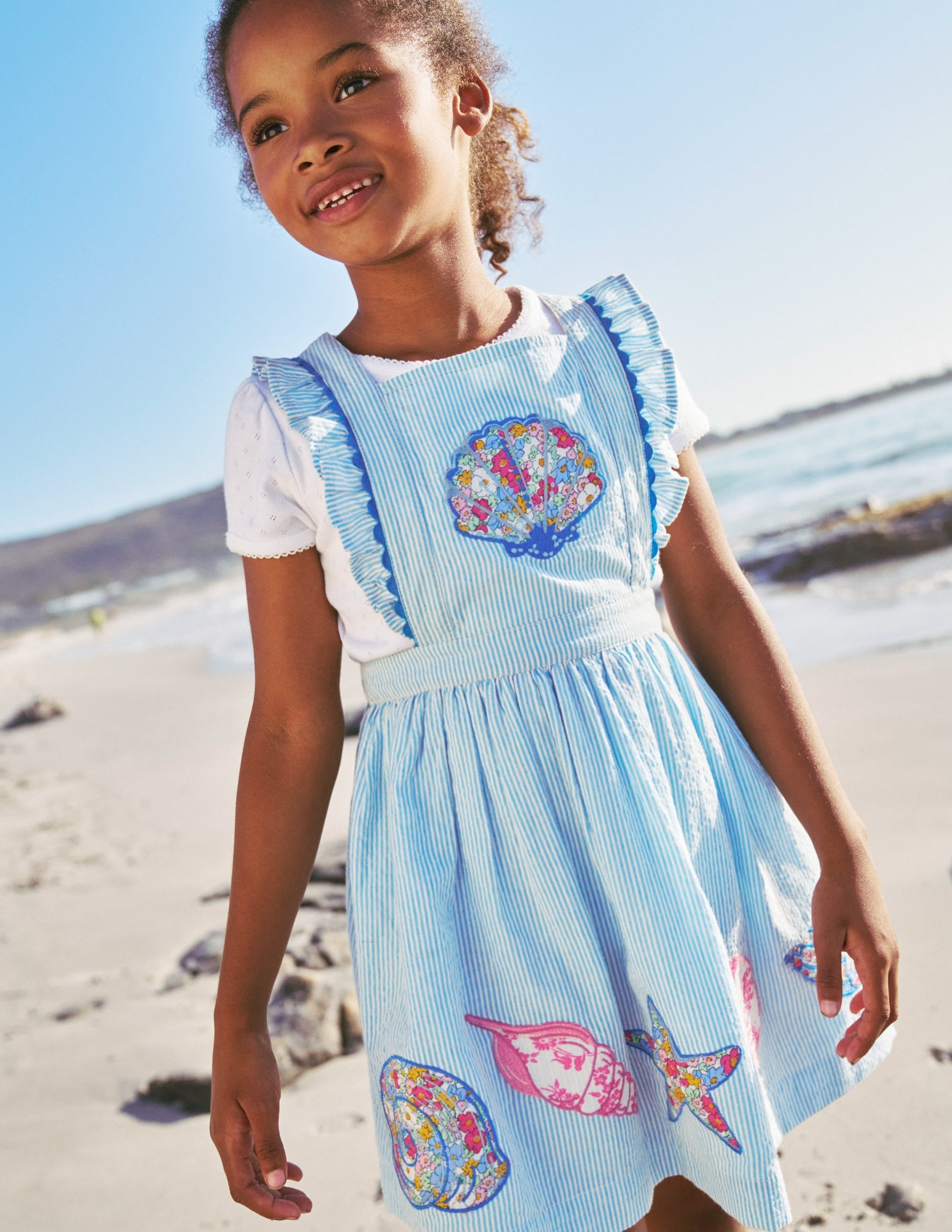 Charming Pinafore Dress-Surf Blue/ Ivory Shells - Image 4