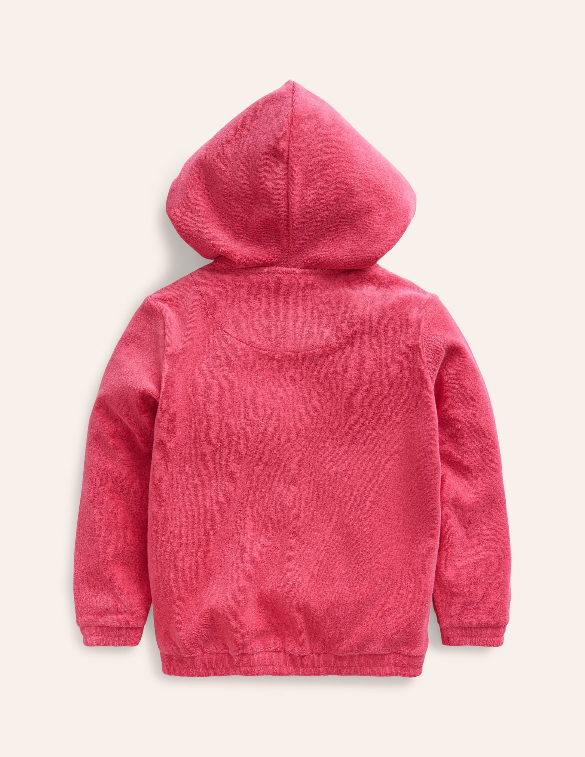 Zip-Through Towelling Hoodie-Rose Pink-2
