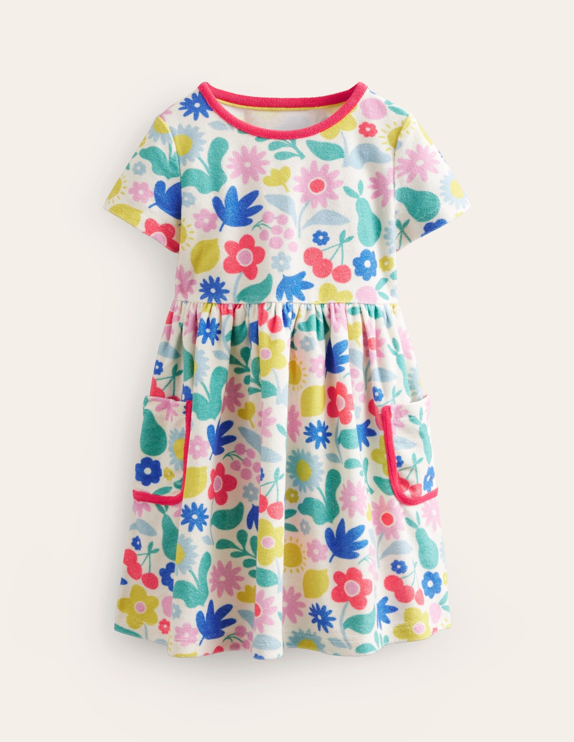 Fun Towelling Dress-Multi Holiday Stencil-1